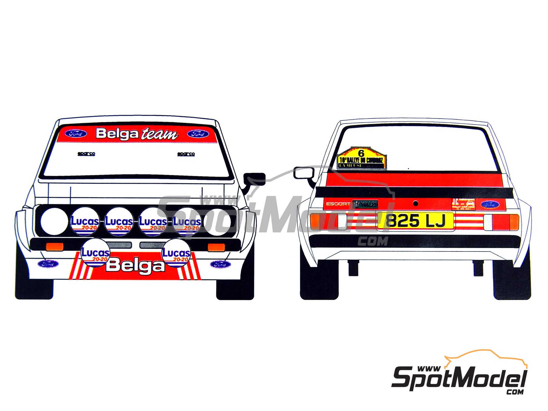 Image 1: Ford Escort Mk. II RS 1800 sponsored by Belga - Condroz Rally - Rallye du Condroz 1983 | Marking / livery in 1/24 scale manufactured by Renaissance Models (ref.&nbsp;TK24-220, also TK24/220)