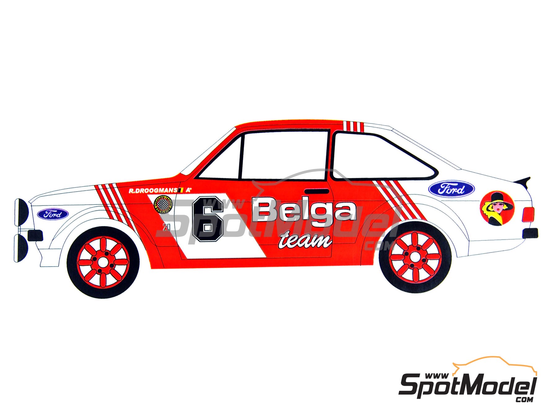 Image 2: Ford Escort Mk. II RS 1800 sponsored by Belga - Condroz Rally - Rallye du Condroz 1983 | Marking / livery in 1/24 scale manufactured by Renaissance Models (ref.&nbsp;TK24-220, also TK24/220)