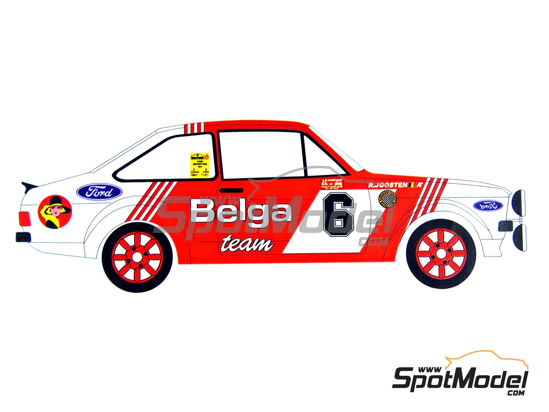 Image 3: Ford Escort Mk. II RS 1800 sponsored by Belga - Condroz Rally - Rallye du Condroz 1983 | Marking / livery in 1/24 scale manufactured by Renaissance Models (ref.&nbsp;TK24-220, also TK24/220)