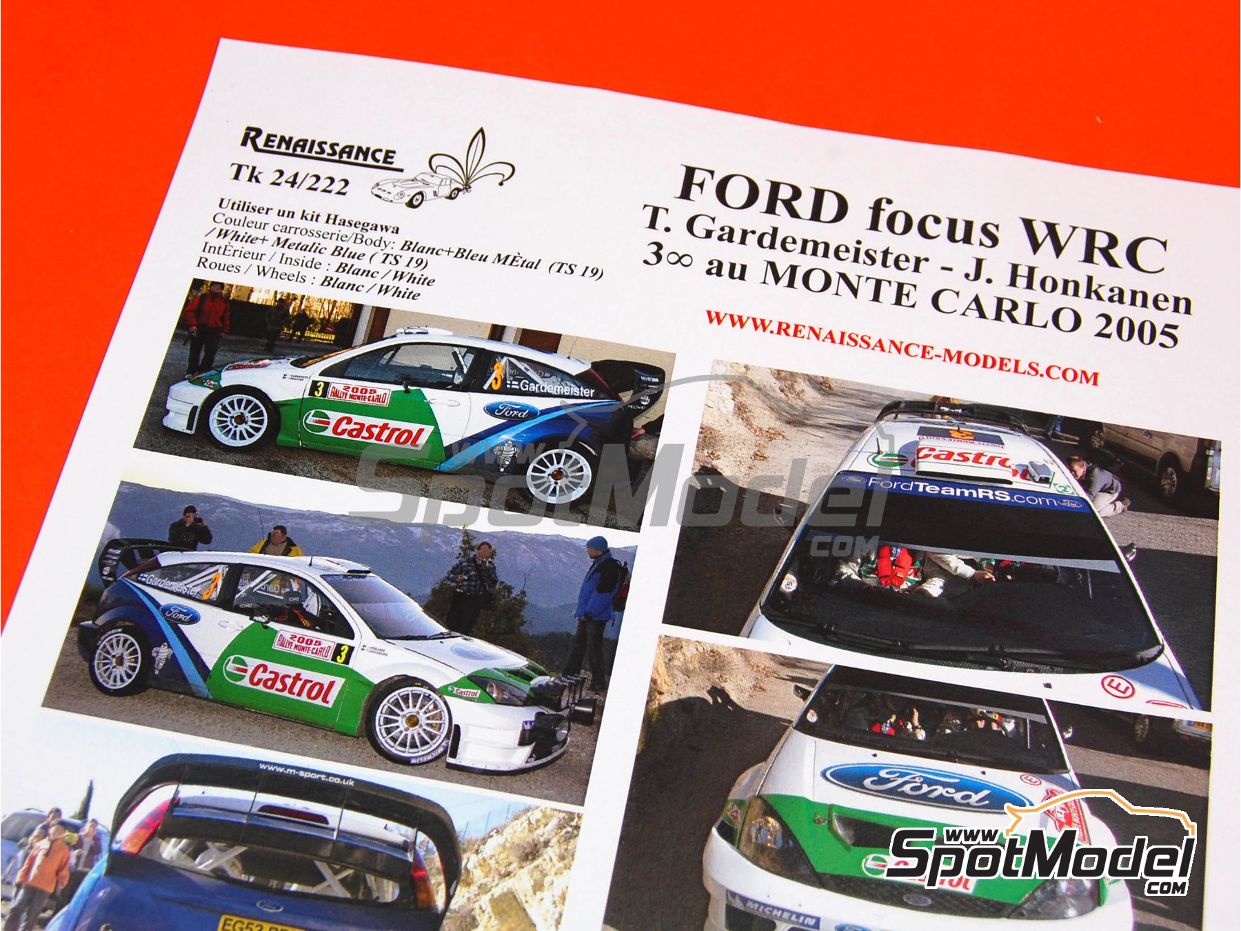 Renaissance Models: Marking / livery 1/24 scale - Ford Focus RS04 WRC  sponsored by Castrol #3 - Toni Gardemeister (FI) + Jakke Honkanen (FI) -  Monte Carlo Rally - Rallye Automobile de