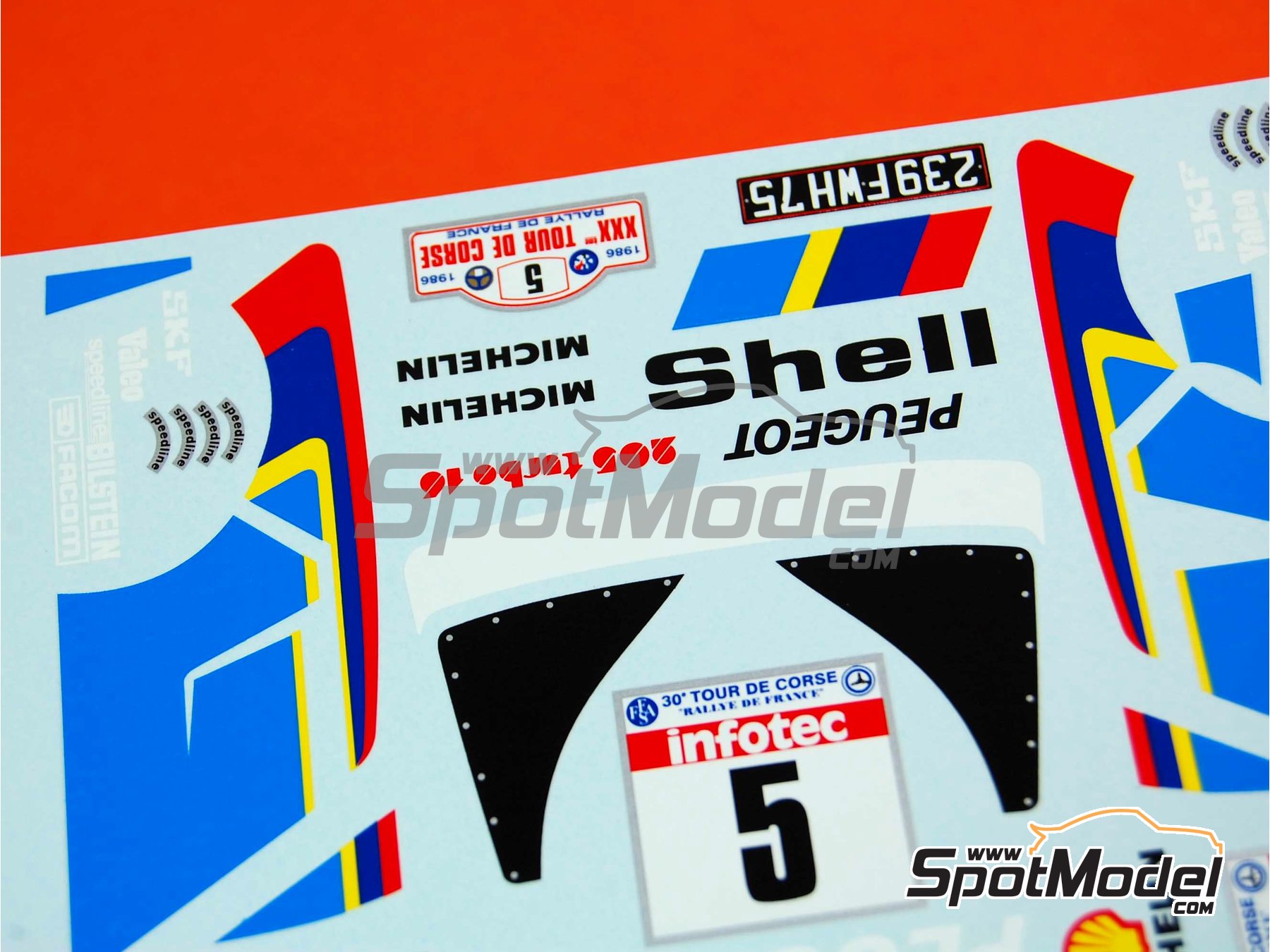 Image 5: Peugeot 205 Turbo 16 Evo 2 patrocinado por Shell - Rally Tour de Corse 1986 | Decoración en escala 1/24 fabricado por Renaissance Models (ref. TK24-230, tambien TK24/230)