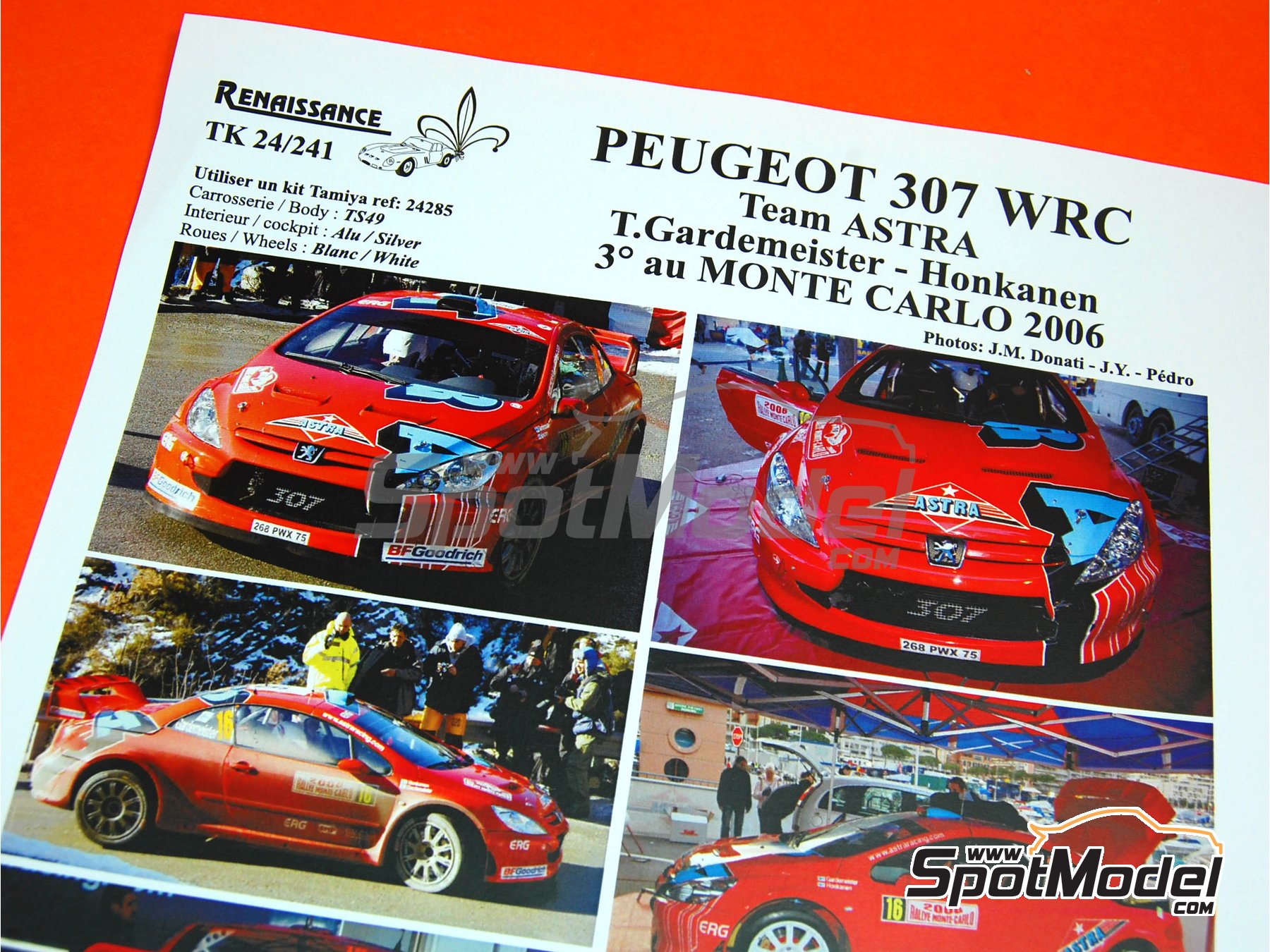 DECALS 1/24 REF 898 PEUGEOT 307 WRC MARTIN RALLYE MONTE CARLO 2005 RALLY 
