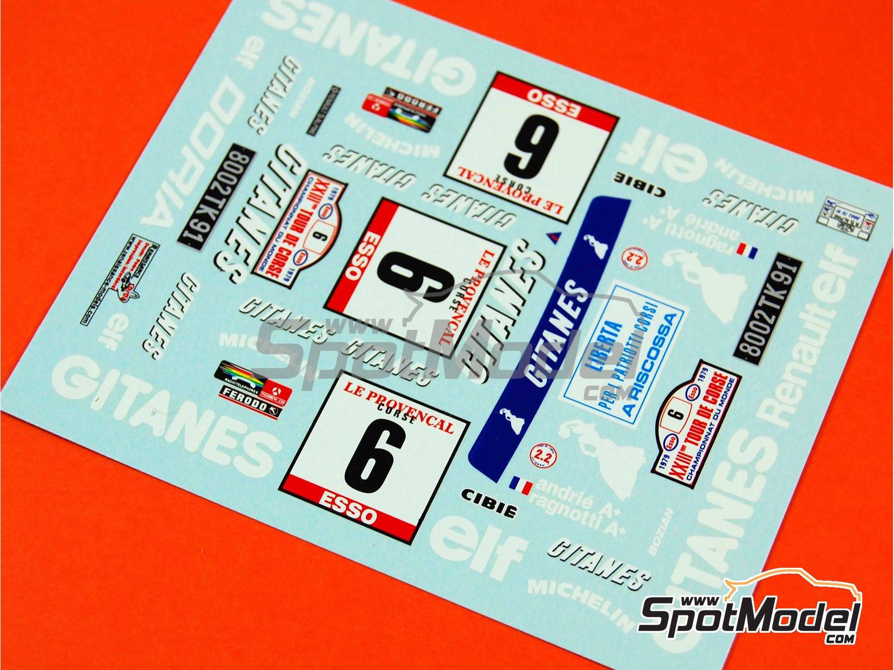 Image 2: Renault 5 Alpine Grupo 2 patrocinado por Gitanes - Rally Tour de Corse 1979 | Decoraci&oacute;n en escala&nbsp;1/24 fabricado por Renaissance Models (ref.&nbsp;TK24-249, tambien TK24/249)