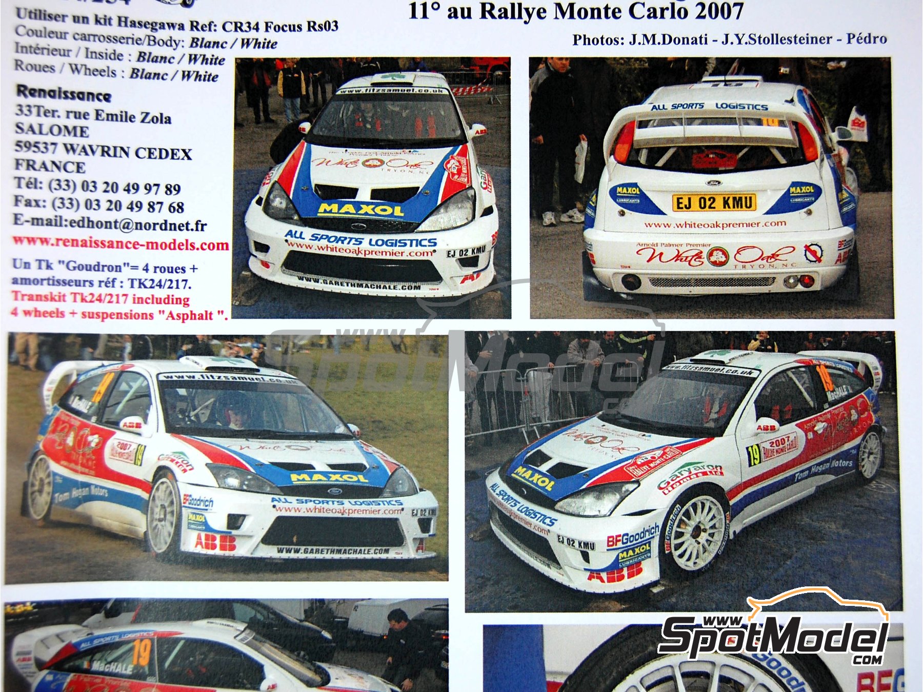 Image 12: Ford Focus RS03 WRC sponsored by Tom Hogan Motors - Monte Carlo Rally - Rallye Automobile de Monte-Carlo 2007 | Marking / livery in 1/24 scale manufactured by Renaissance Models (ref.&nbsp;TK24-254, also TK24/254)