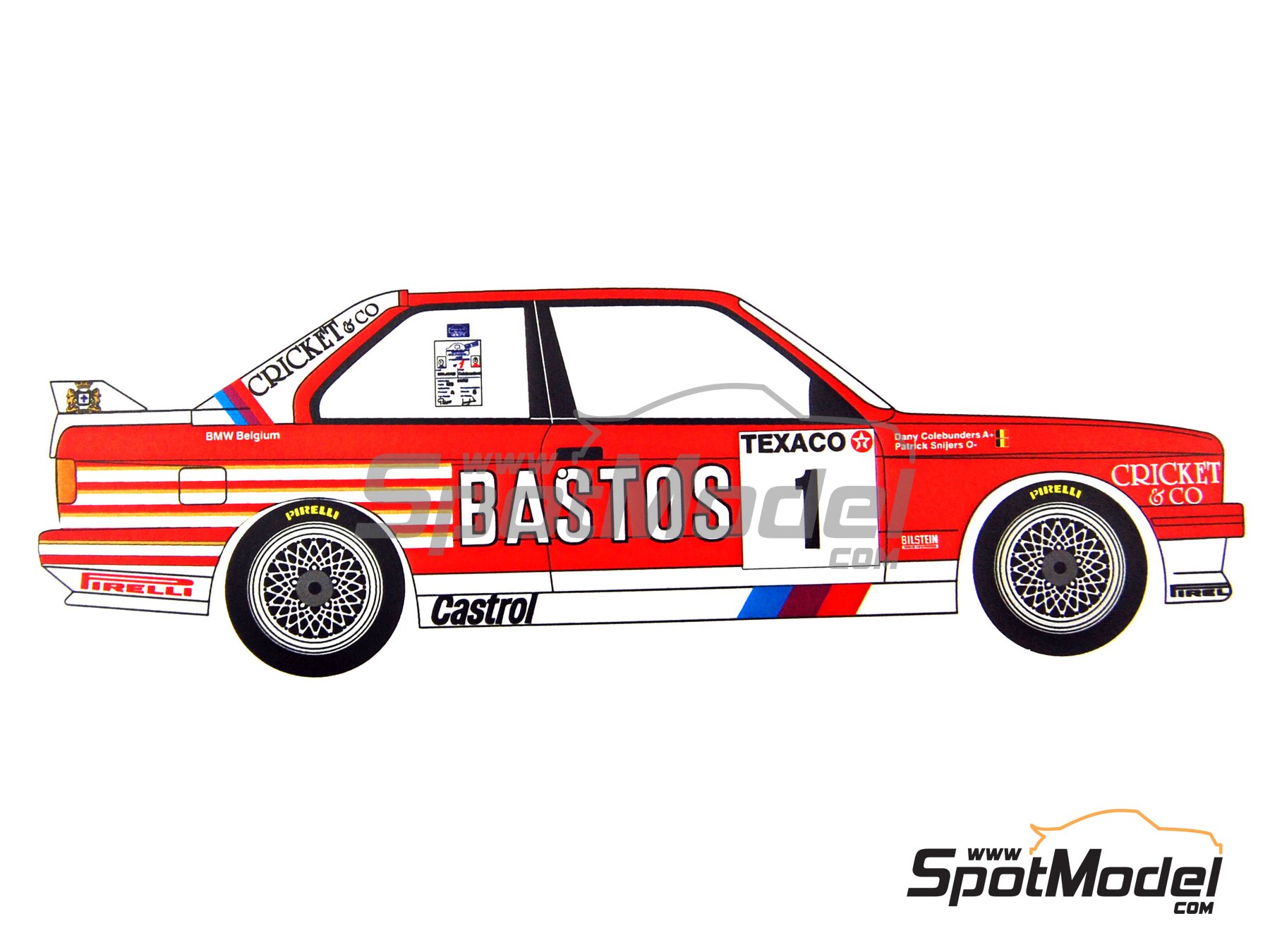 Image 3: BMW M3 E30 Prodrive Team sponsored by Bastos Castrol - Boucles de SPA 1988 | Marking / livery in 1/24 scale manufactured by Renaissance Models (ref.&nbsp;TK24-260, also TK24/260)