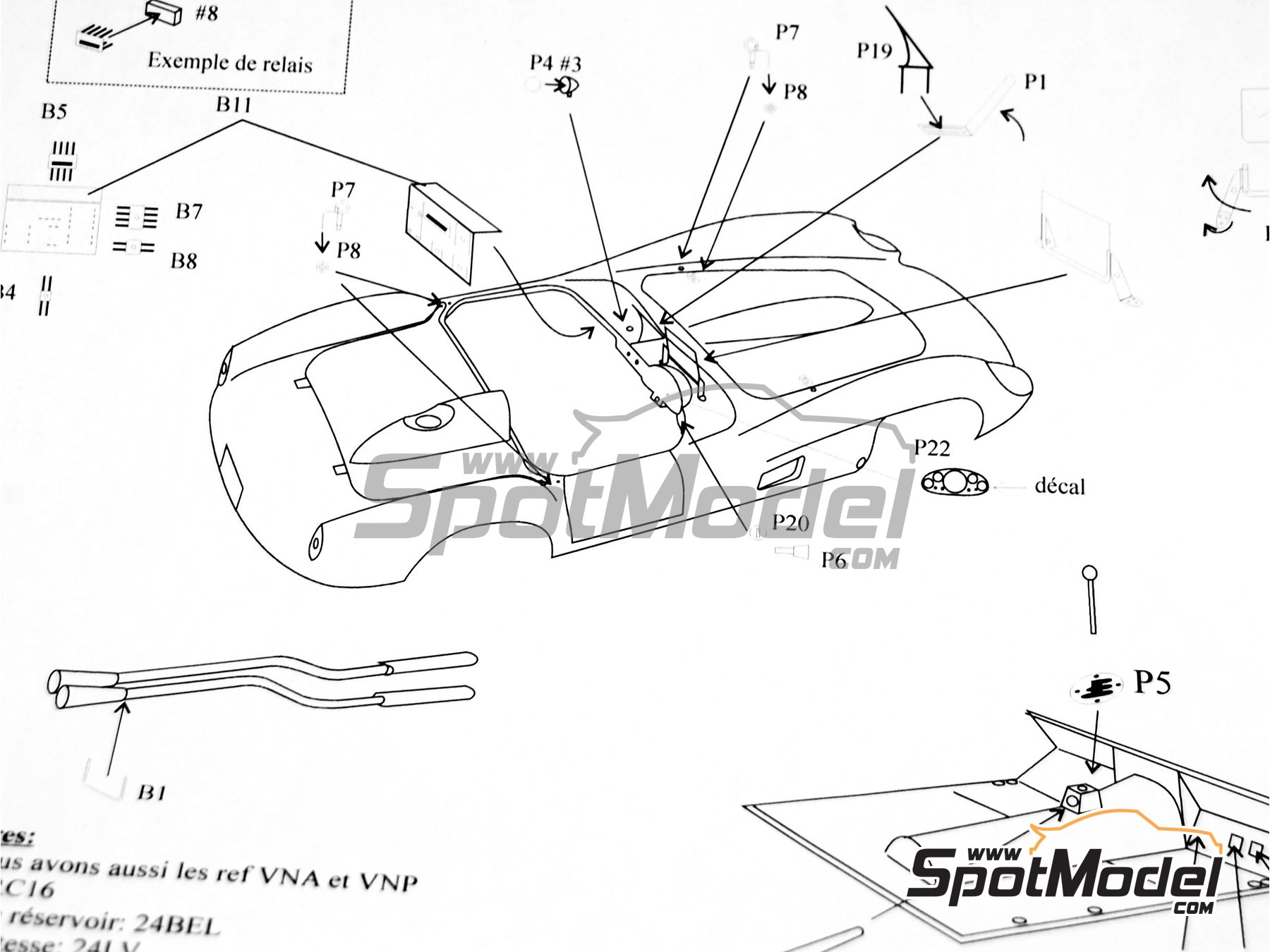 Image 5: Ferrari 250 Testa Rossa TR57 right hand handle | Detail up set in 1/24 scale manufactured by Renaissance Models (ref.&nbsp;TK24-268D, also TK24/268D)