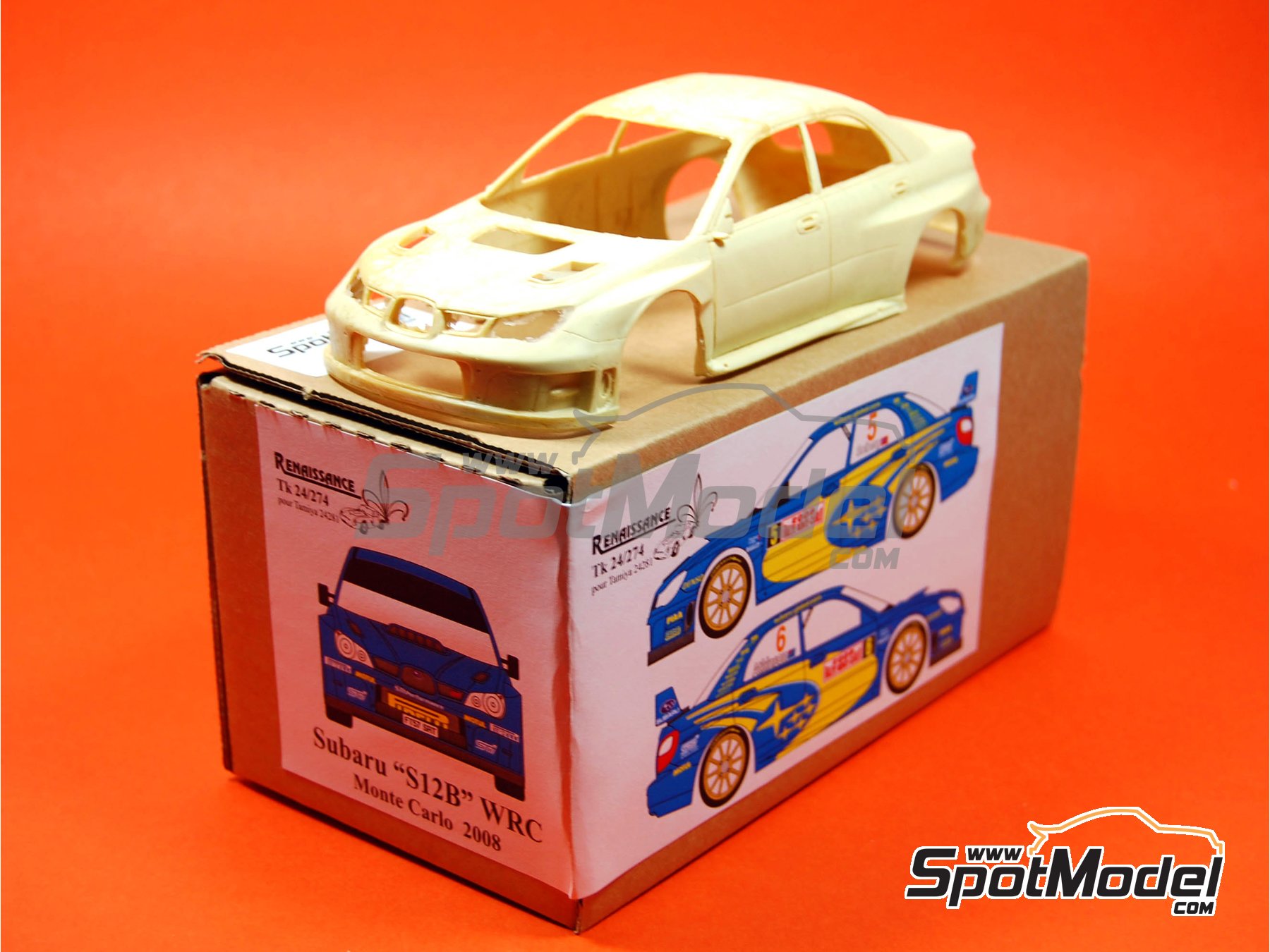 Image 1: Subaru WRC S12B Equipo Subaru World Rally Team - Rally de Monte Carlo - Rallye Automobile de Monte-Carlo 2008 | Decoración en escala 1/24 fabricado por Renaissance Models (ref. TK24-274, tambien TK24/274)