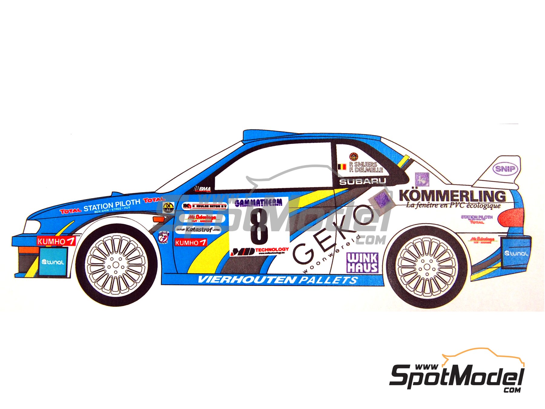 Image 2: Subaru Impreza WRC Equipo BMA patrocinado por Geko Grafix - Rally Condroz de Bélgica - Rallye du Condroz 2008 | Decoración en escala 1/24 fabricado por Renaissance Models (ref. TK24-281, tambien TK24/281)