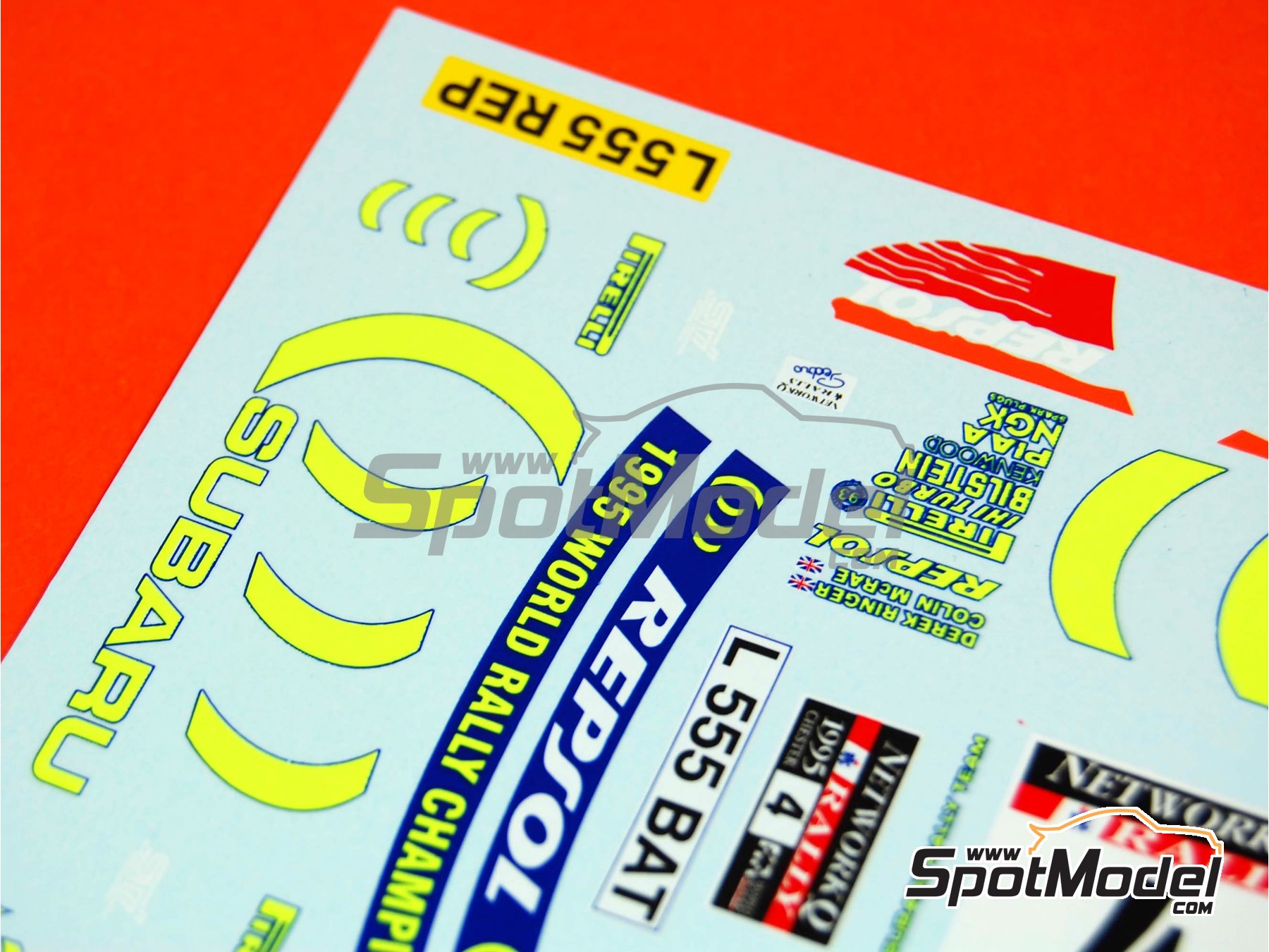 Image 9: Subaru Impreza WRX 555 Group A sponsored by Repsol - Catalunya Costa Brava Rally - Rally of Spain, Network Q RAC Rally of Great Britain 1995 | Marking / livery in 1/24 scale manufactured by Renaissance Models (ref.&nbsp;TK24-289, also TK24/289)