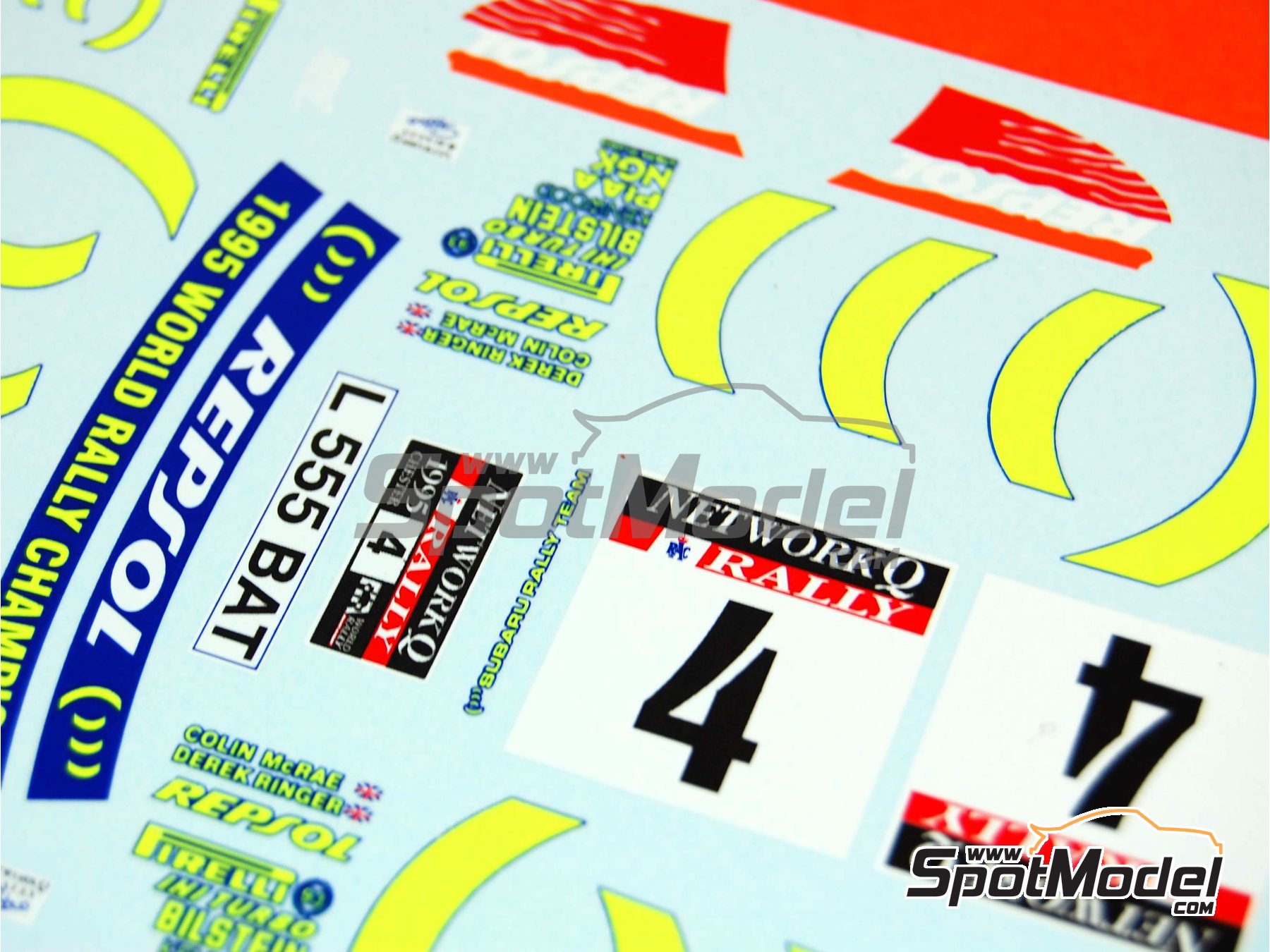 Image 10: Subaru Impreza WRX 555 Group A sponsored by Repsol - Catalunya Costa Brava Rally - Rally of Spain, Network Q RAC Rally of Great Britain 1995 | Marking / livery in 1/24 scale manufactured by Renaissance Models (ref.&nbsp;TK24-289, also TK24/289)