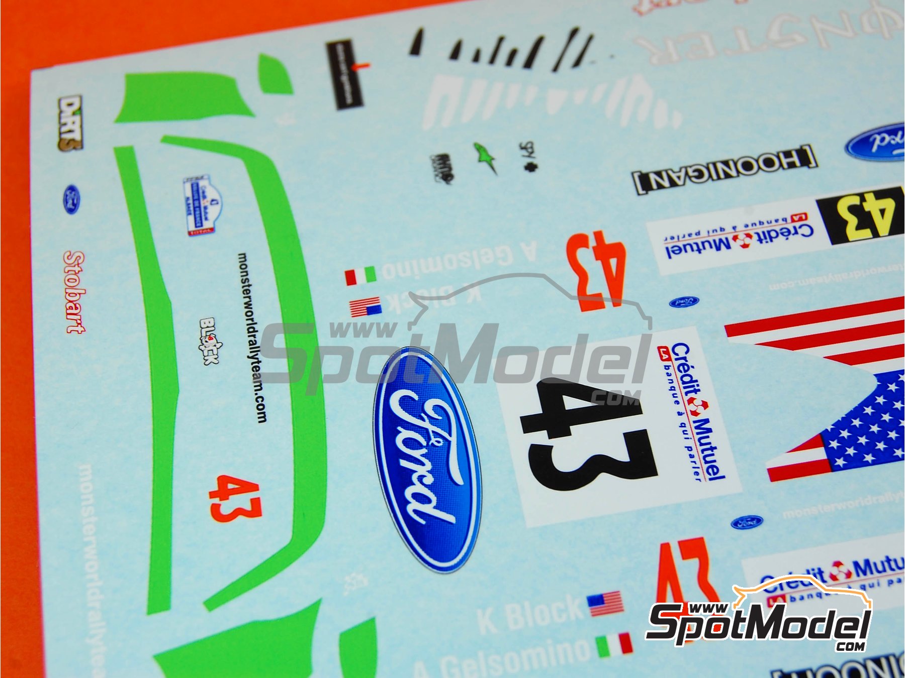 Image 9: Ford Focus RS09 patrocinado por Monster Energy Drinks - Rally Alsace-Vosges 2010 | Decoración en escala 1/24 fabricado por Renaissance Models (ref. TK24-301, tambien TK24/301)