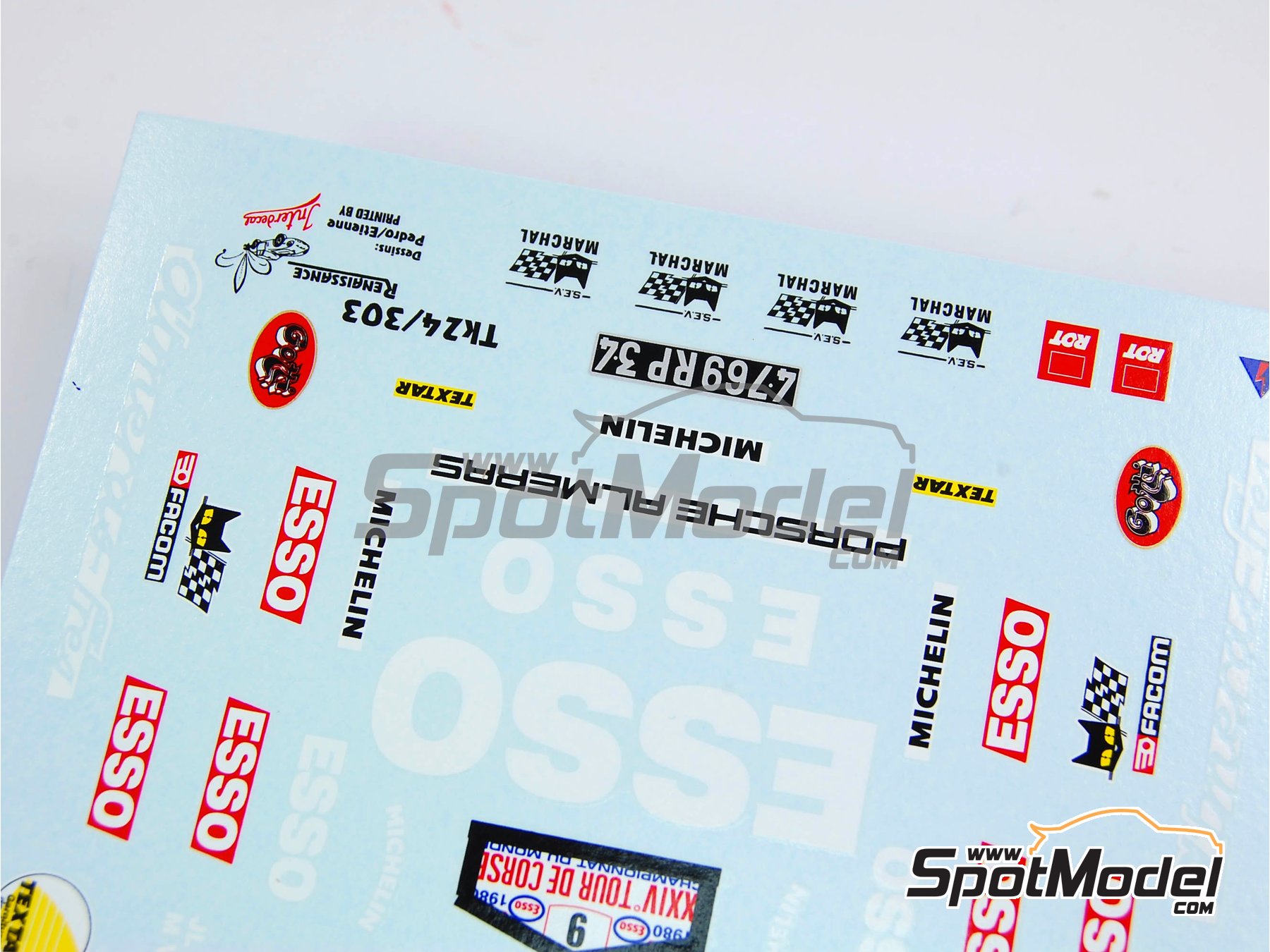 Image 5: Porsche 911 SC Porsche Almeras Fr&egrave;s Team sponsored by Esso - Tour de Corse Rallye de France 1980 | Marking / livery in 1/24 scale manufactured by Renaissance Models (ref.&nbsp;TK24-303, also TK24/303)