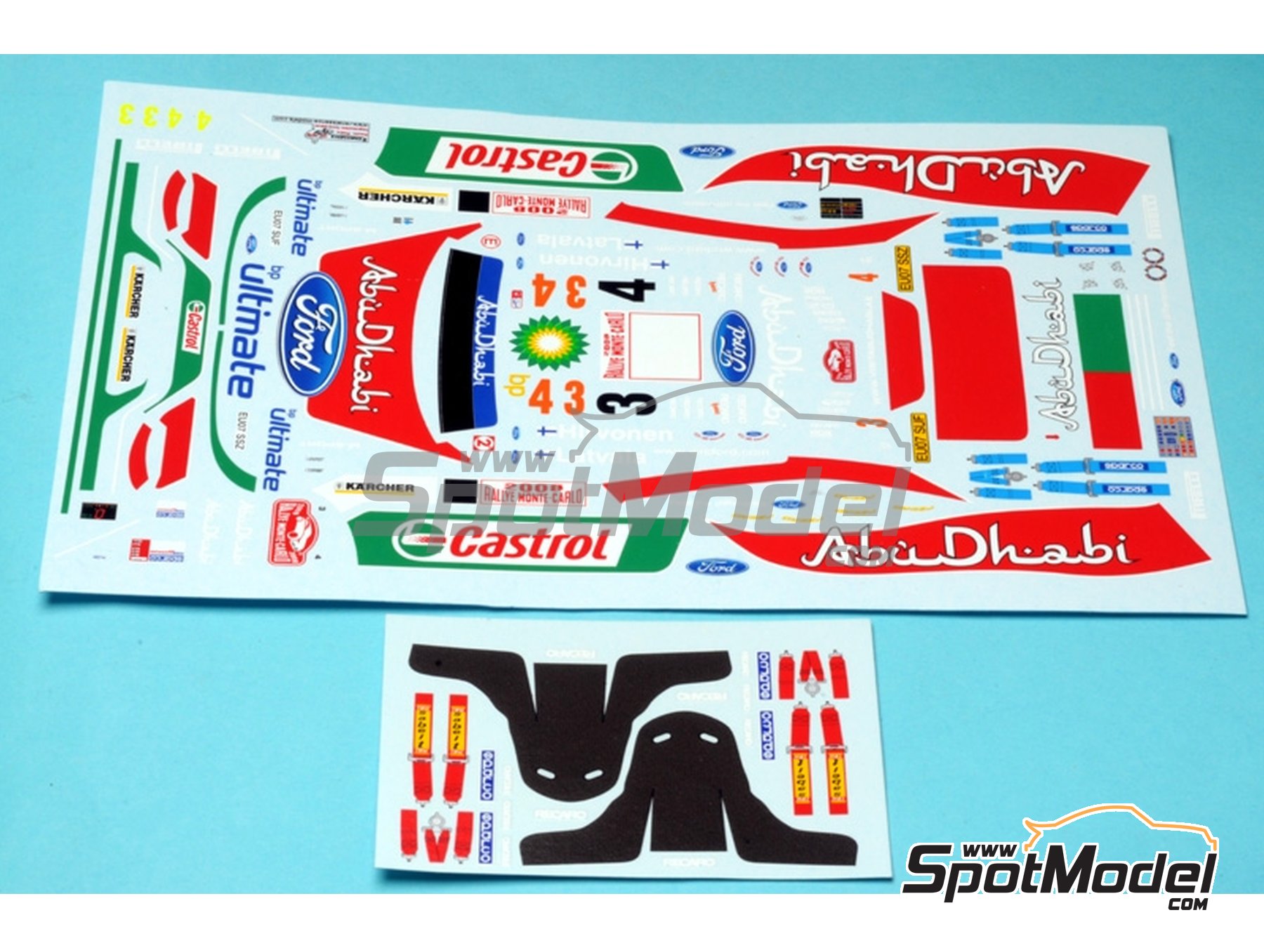 Image 1: Ford Focus WRC RS08 Equipo BP Ford Abu Dhabi WRT patrocinado por Abu Dhabi - Rally de Monte Carlo - Rallye Automobile de Monte-Carlo 2008 | Decoraci&oacute;n en escala&nbsp;1/24 fabricado por Renaissance Models (ref.&nbsp;TK24-311, tambien TK24/311)