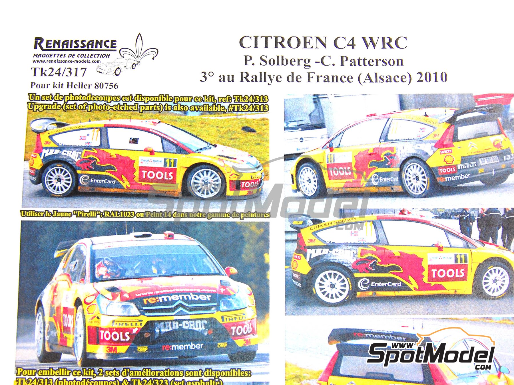 Image 9: Citroen C4 WRC Petter Solberg WRT Team sponsored by Mad Croc - Alsace France Rally 2010 | Marking / livery in 1/24 scale manufactured by Renaissance Models (ref. TK24-317, also TK24/317)