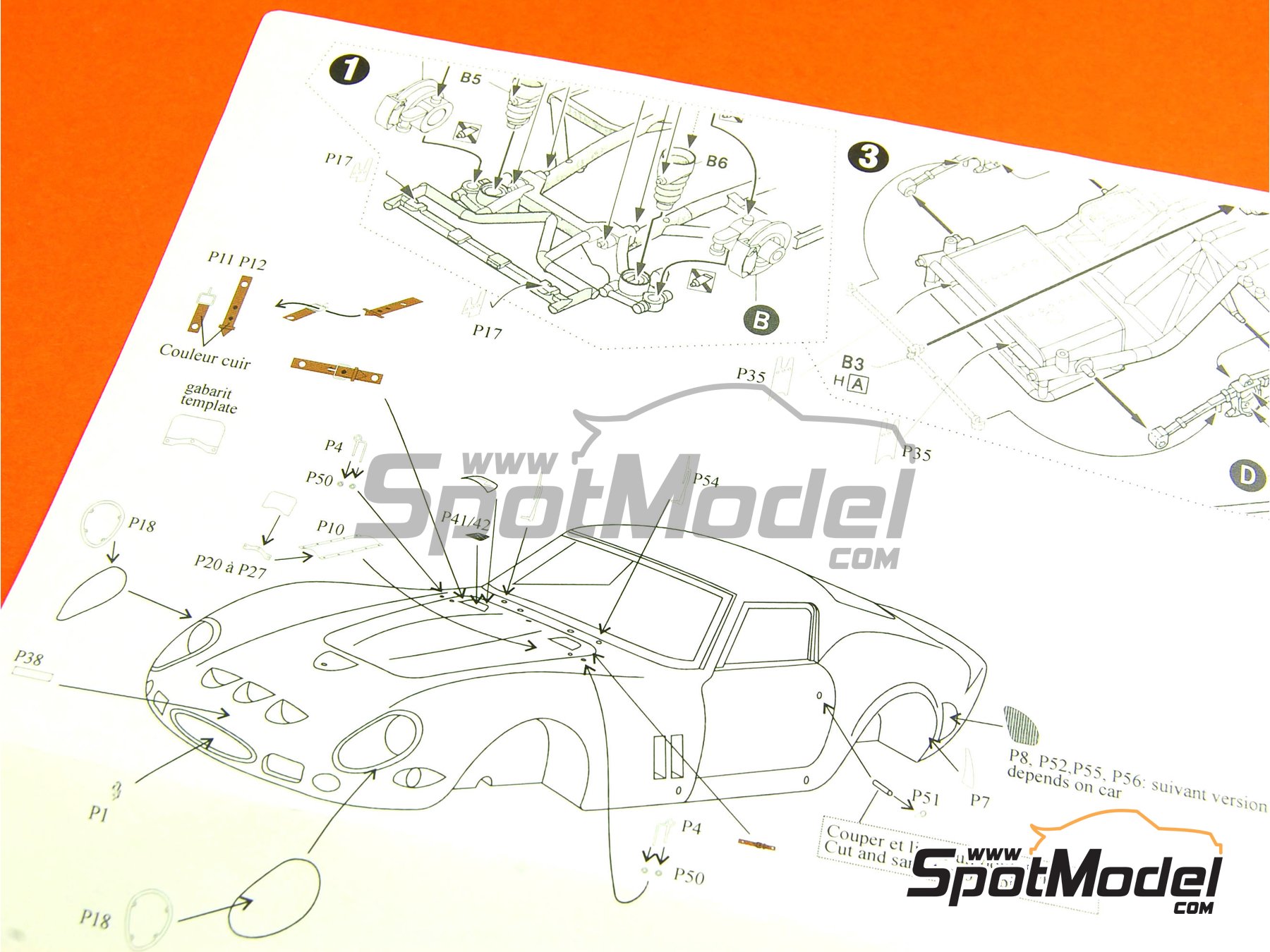 Image 3: Ferrari 250 GTO -  1962 and 1963 | Detail up set in 1/24 scale manufactured by Renaissance Models (ref.&nbsp;TK24-319, also TK24/319)