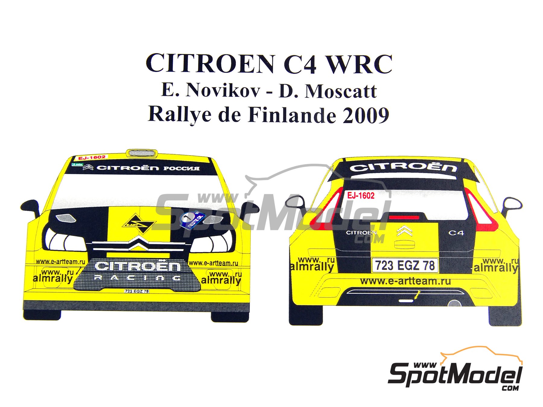 Image 1: Citroen C4 WRC Equipo Citro&euml;n Junior patrocinado por E-Art - Neste Rally de Finlandia 2009 | Decoraci&oacute;n en escala&nbsp;1/24 fabricado por Renaissance Models (ref.&nbsp;TK24-327, tambien TK24/327)