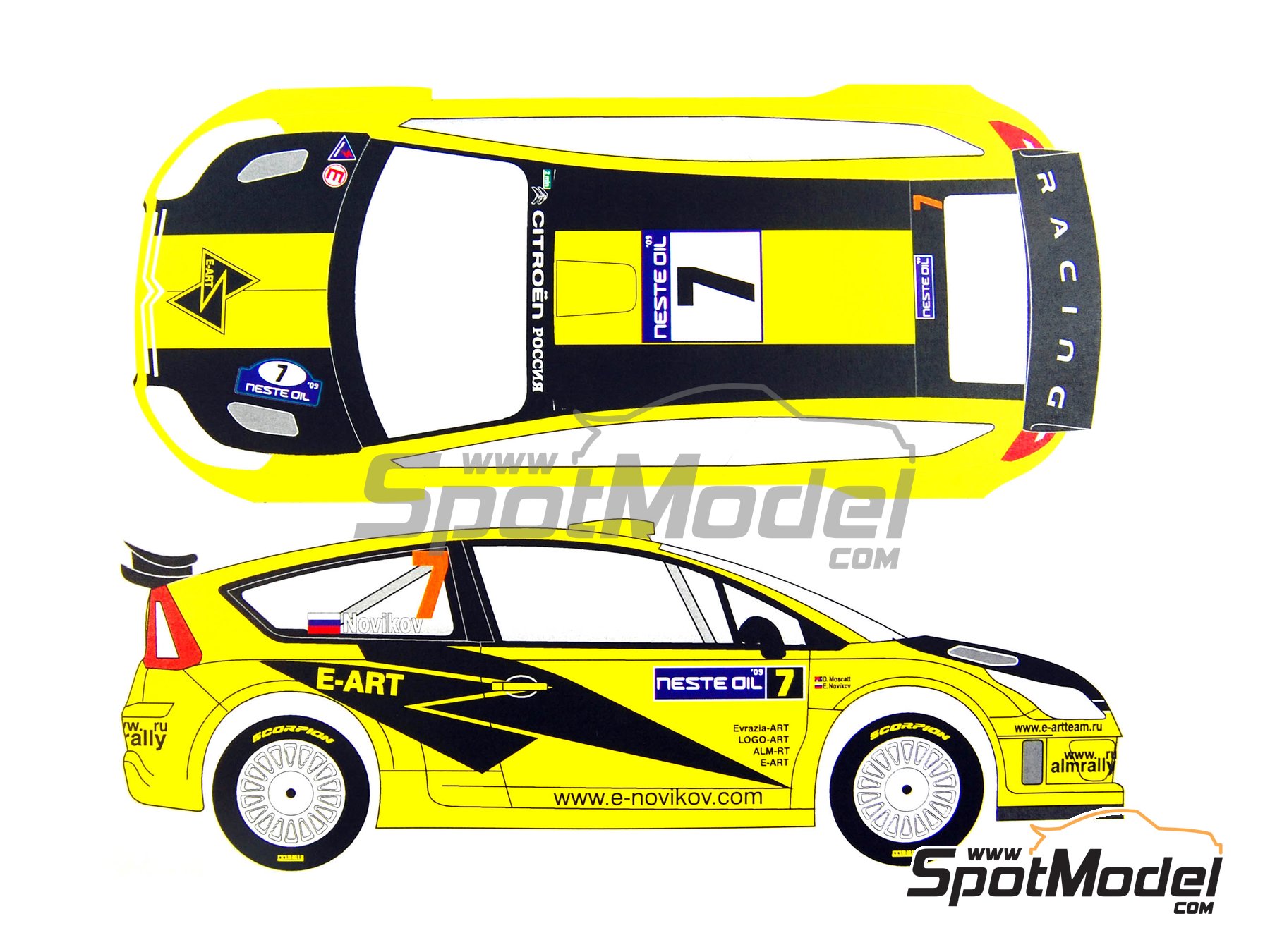 Image 2: Citroen C4 WRC Equipo Citro&euml;n Junior patrocinado por E-Art - Neste Rally de Finlandia 2009 | Decoraci&oacute;n en escala&nbsp;1/24 fabricado por Renaissance Models (ref.&nbsp;TK24-327, tambien TK24/327)