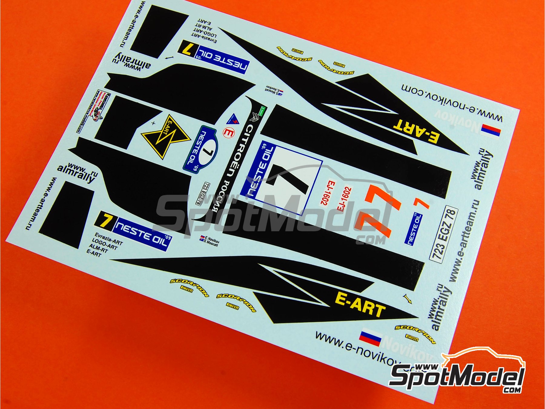 Image 3: Citroen C4 WRC Equipo Citro&euml;n Junior patrocinado por E-Art - Neste Rally de Finlandia 2009 | Decoraci&oacute;n en escala&nbsp;1/24 fabricado por Renaissance Models (ref.&nbsp;TK24-327, tambien TK24/327)