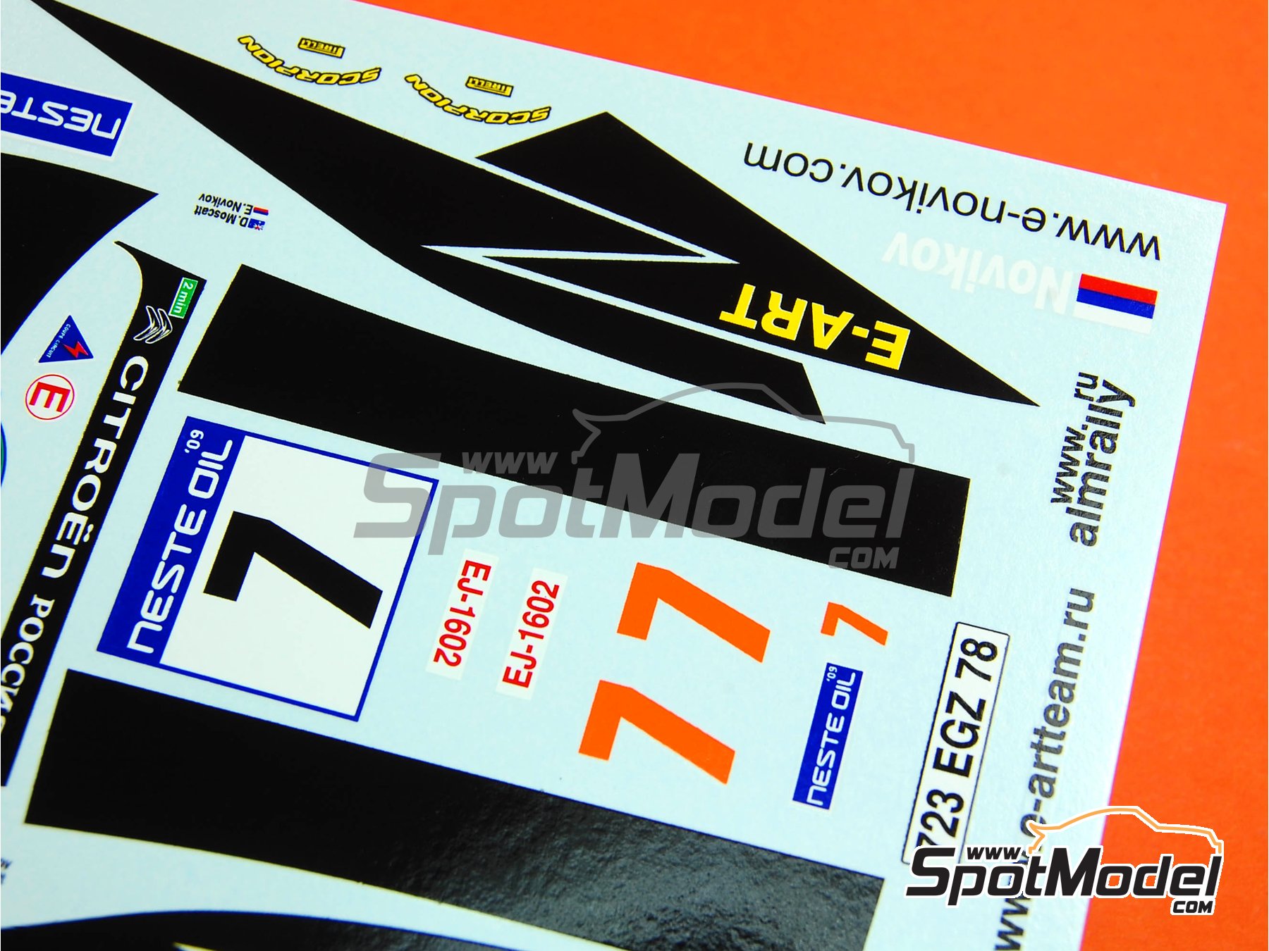 Image 5: Citroen C4 WRC Equipo Citro&euml;n Junior patrocinado por E-Art - Neste Rally de Finlandia 2009 | Decoraci&oacute;n en escala&nbsp;1/24 fabricado por Renaissance Models (ref.&nbsp;TK24-327, tambien TK24/327)