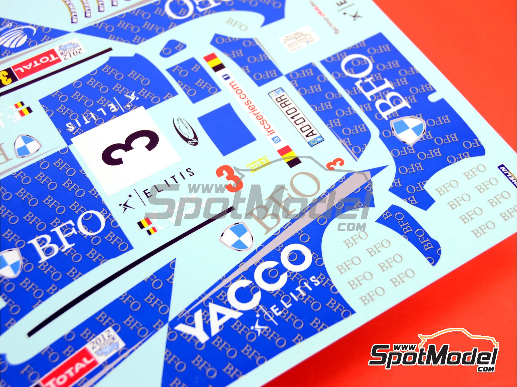 Image 2: Peugeot 207 S2000 Evo sponsored by BFO Yacco - Ypres Rally 2012 | Marking / livery in 1/24 scale manufactured by Renaissance Models (ref.&nbsp;TK24-338, also TK24/338)