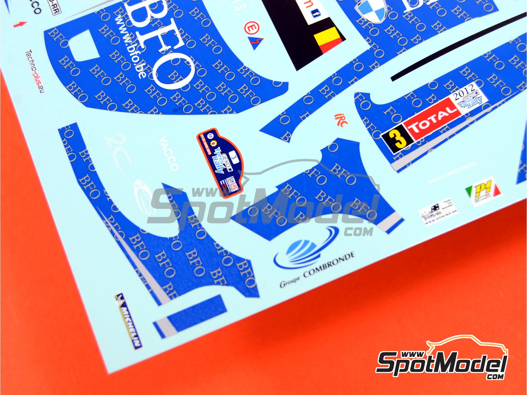 Image 5: Peugeot 207 S2000 Evo sponsored by BFO Yacco - Ypres Rally 2012 | Marking / livery in 1/24 scale manufactured by Renaissance Models (ref.&nbsp;TK24-338, also TK24/338)