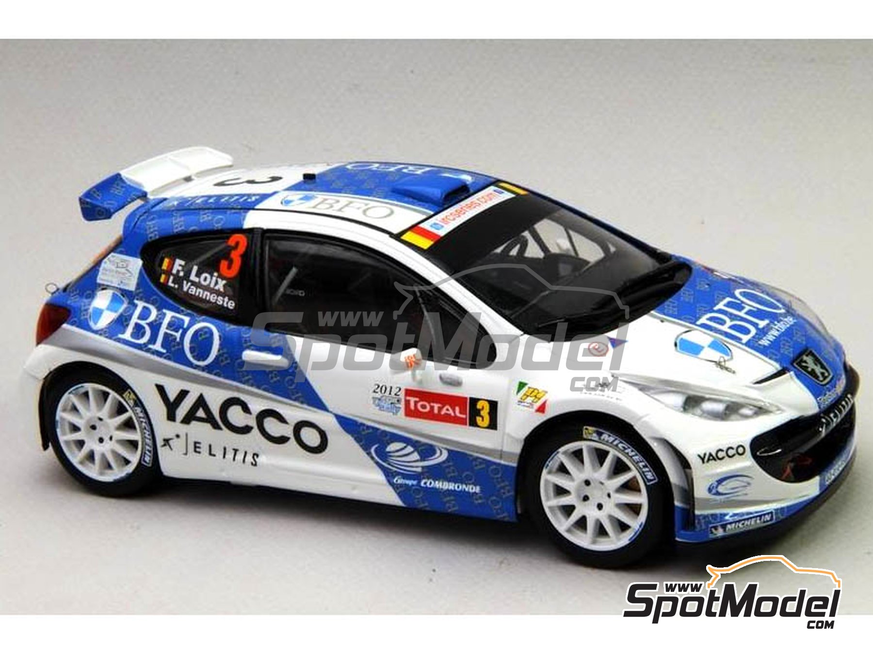 Image 12: Peugeot 207 S2000 Evo sponsored by BFO Yacco - Ypres Rally 2012 | Marking / livery in 1/24 scale manufactured by Renaissance Models (ref.&nbsp;TK24-338, also TK24/338)