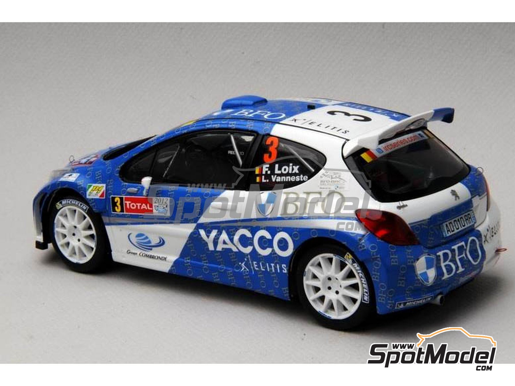 Image 14: Peugeot 207 S2000 Evo sponsored by BFO Yacco - Ypres Rally 2012 | Marking / livery in 1/24 scale manufactured by Renaissance Models (ref.&nbsp;TK24-338, also TK24/338)