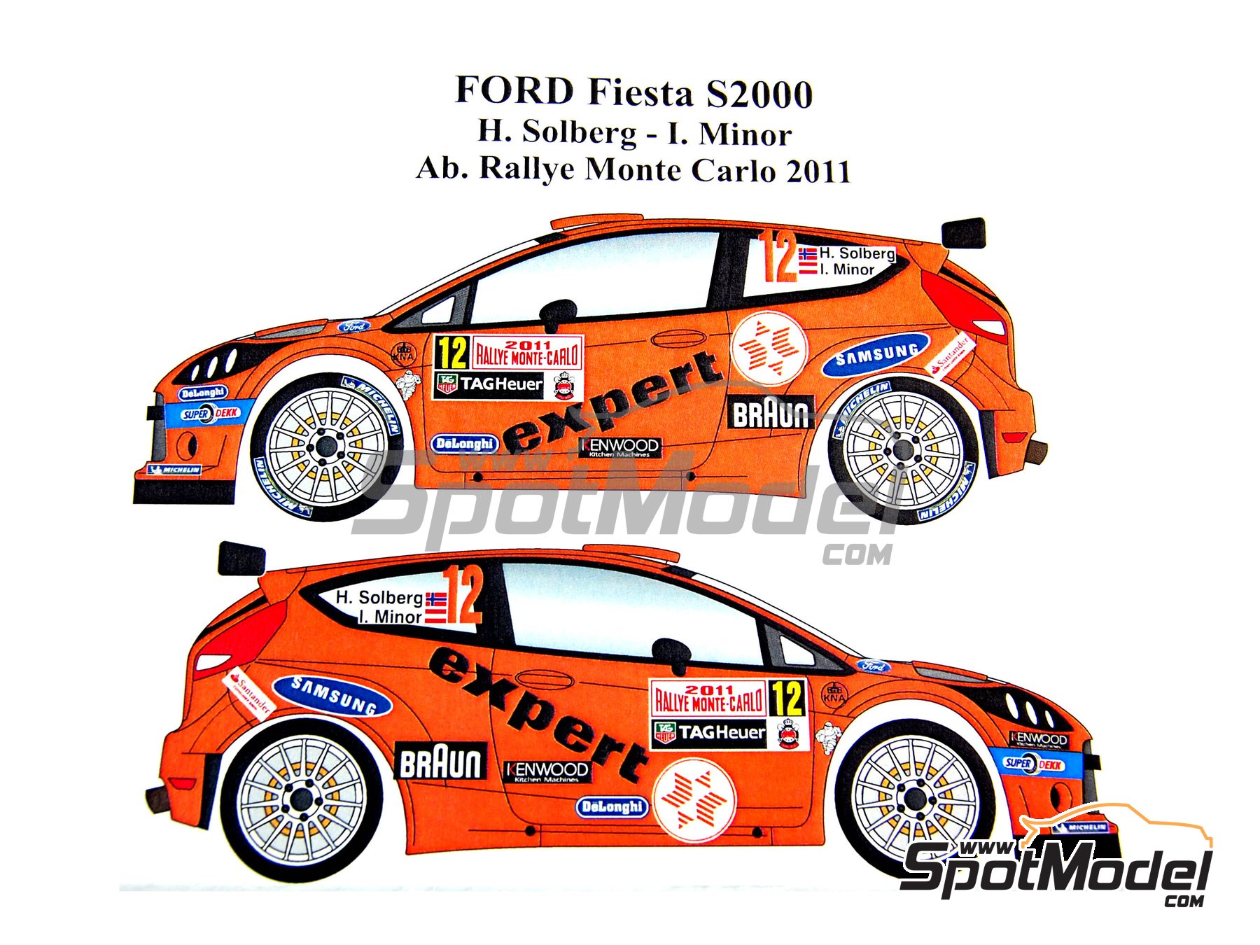 Image 1: Ford Fiesta S2000 patrocinado por Expert - Rally de Monte Carlo - Rallye Automobile de Monte-Carlo 2011 | Decoración en escala 1/24 fabricado por Renaissance Models (ref. TK24-340, tambien TK24/340)