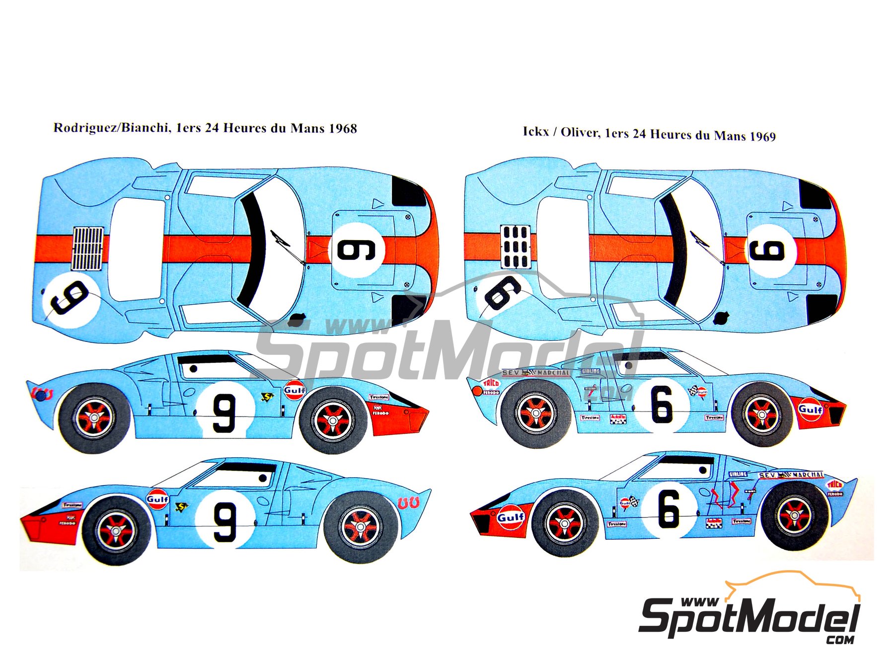 2019 #68 Ford GT retro-livery Le Mans 24hr water transfer decals 1/24 for Revell 