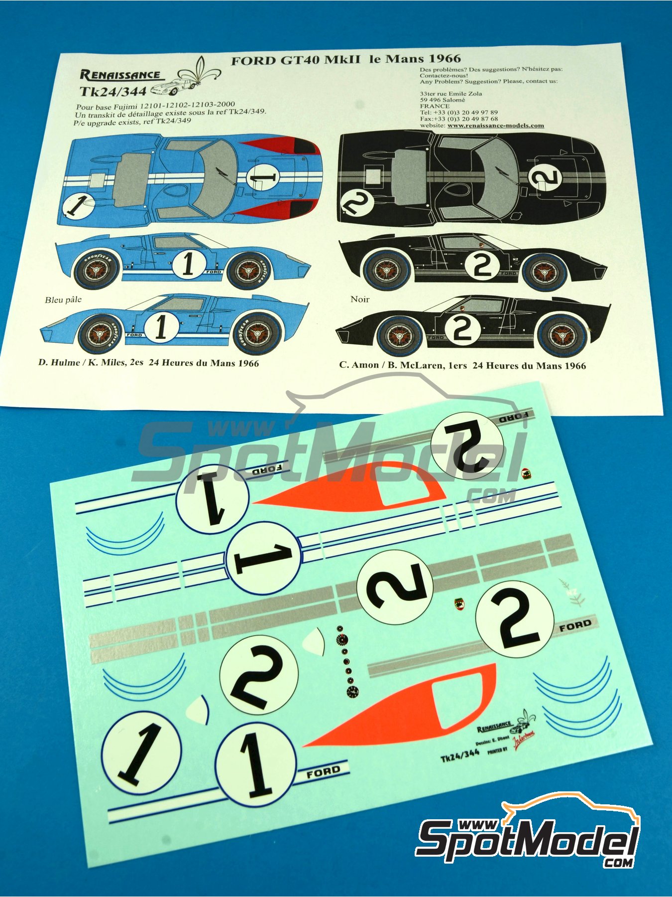 #2 Ford GT MK IV Le Mans 1967 1/64th HO SLot Car Waterslide Decals 
