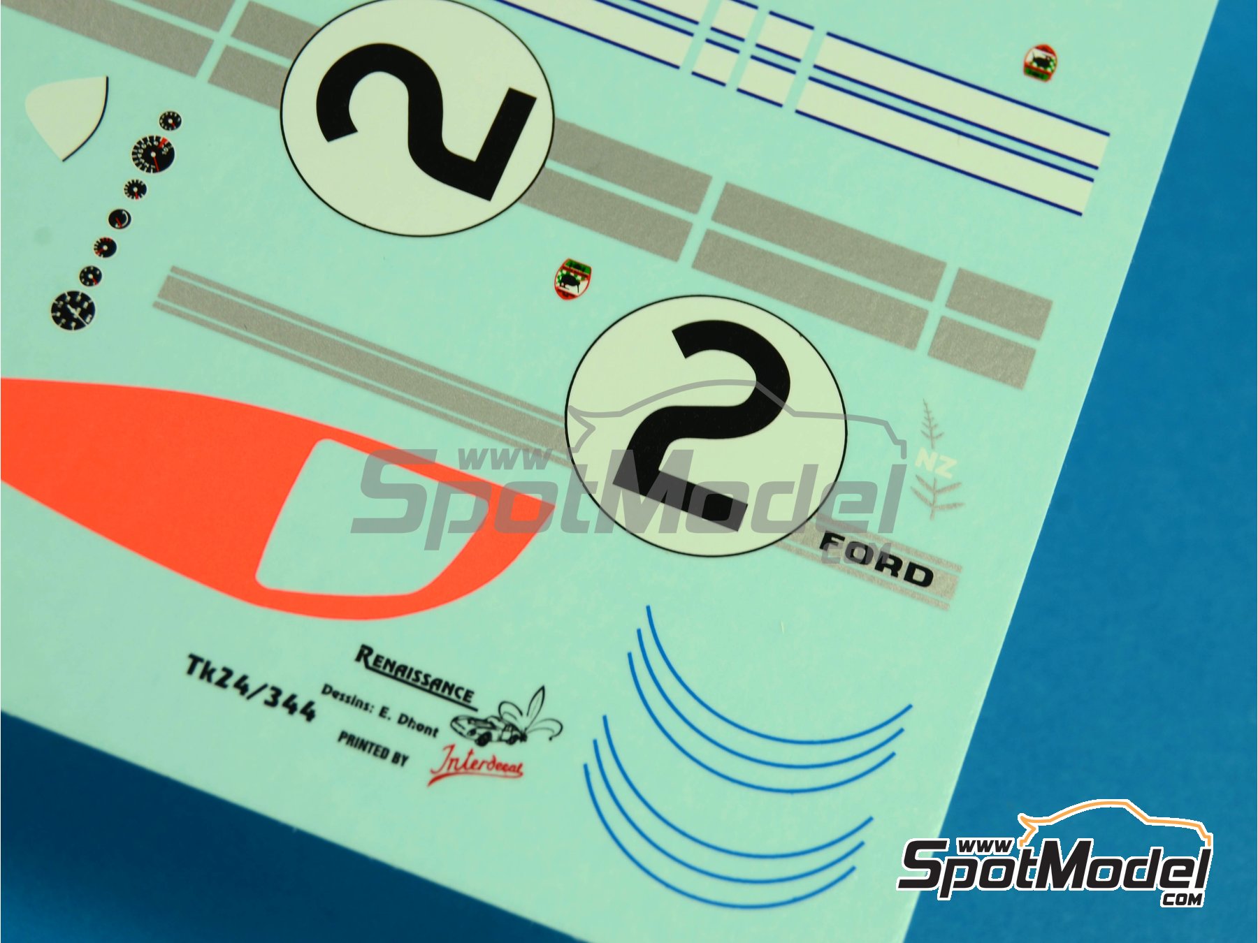 Image 3: Ford GT40 Mk II - 24 Hours Le Mans 1966 | Marking / livery in 1/24 scale manufactured by Renaissance Models (ref.&nbsp;TK24-344, also TK24/344)