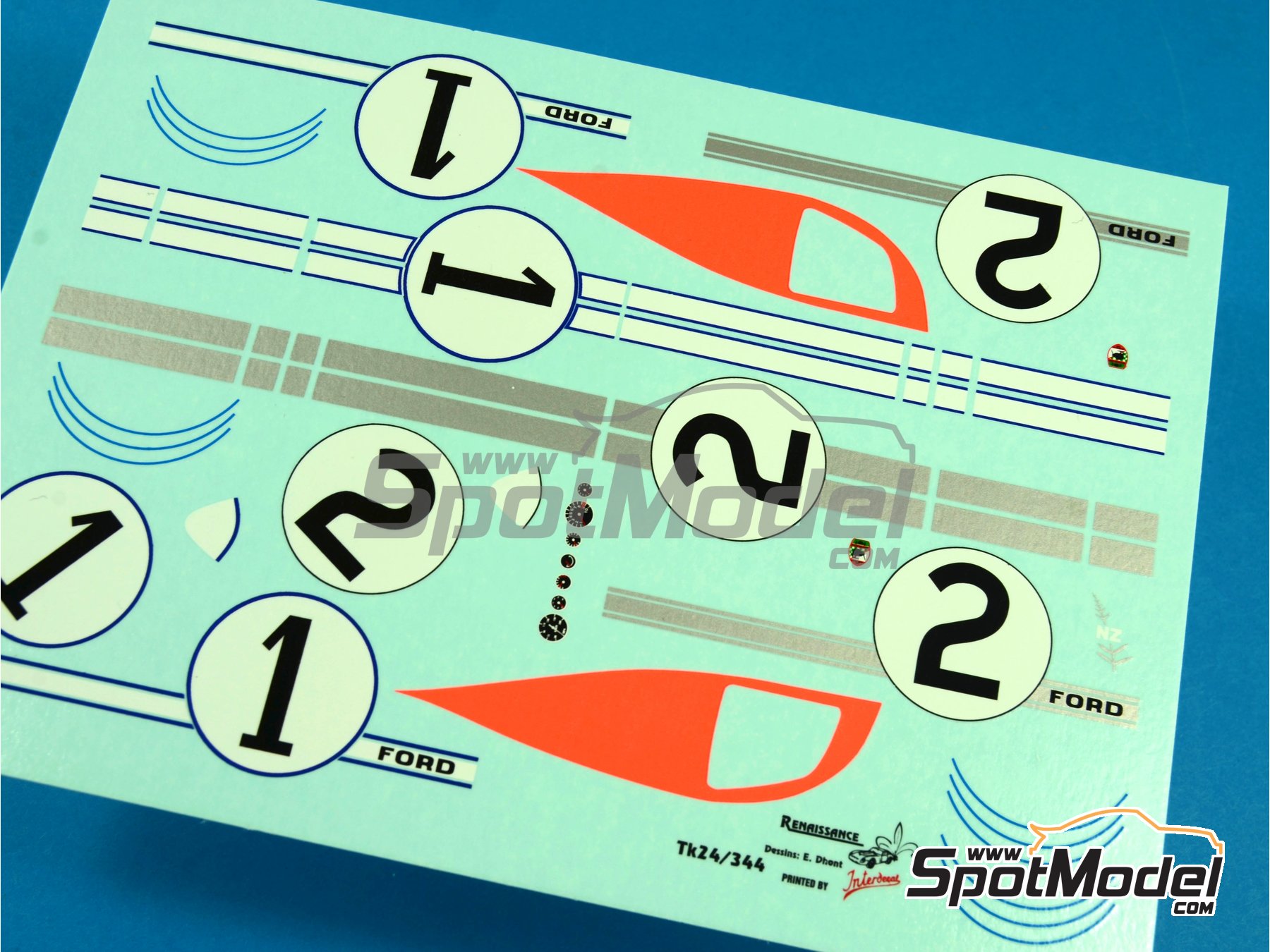 Image 4: Ford GT40 Mk II - 24 Hours Le Mans 1966 | Marking / livery in 1/24 scale manufactured by Renaissance Models (ref.&nbsp;TK24-344, also TK24/344)