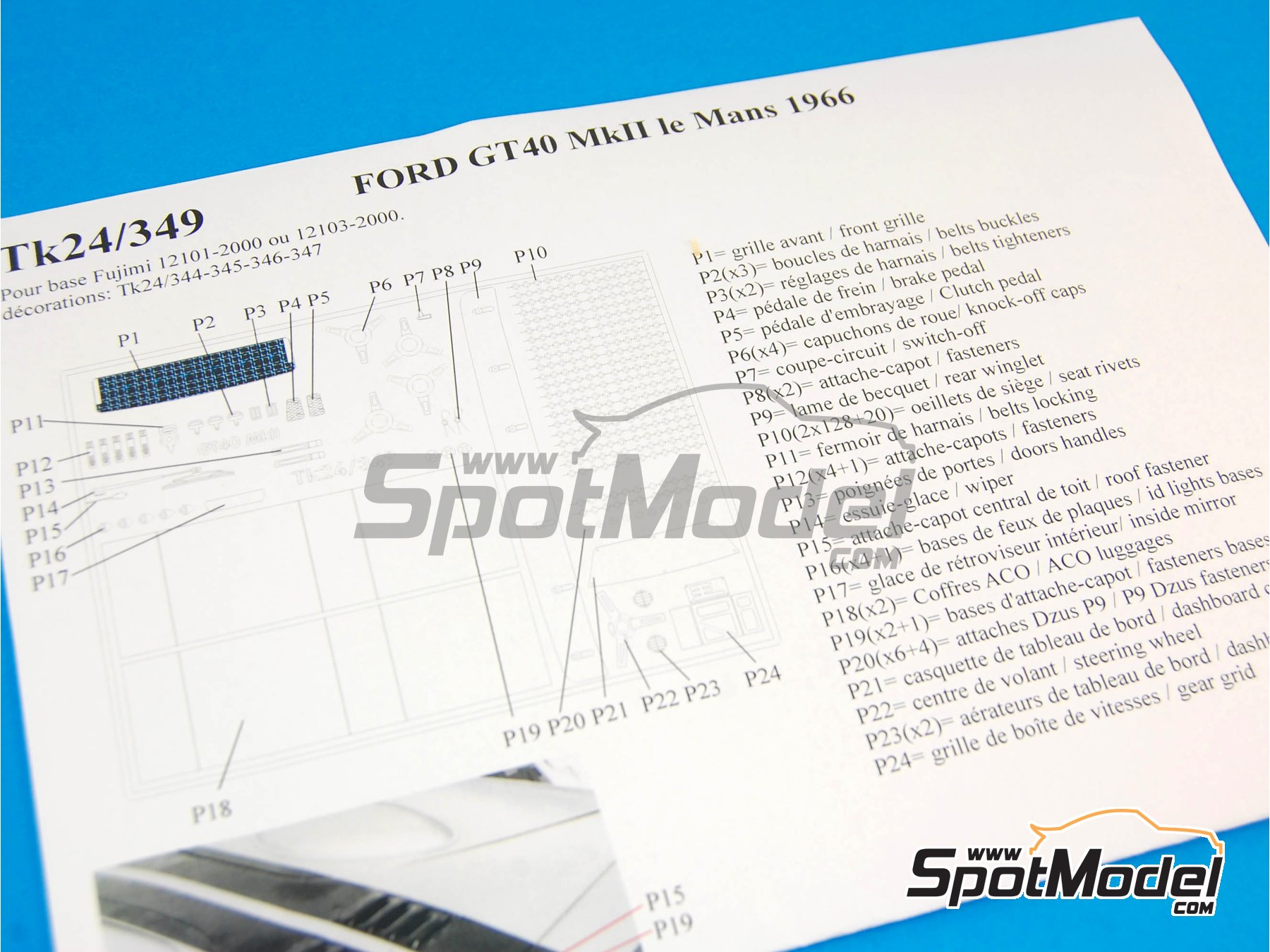 Image 7: Ford GT40 Mk II -  1966 | Detail up set in 1/24 scale manufactured by Renaissance Models (ref.&nbsp;TK24-349, also TK24/349)