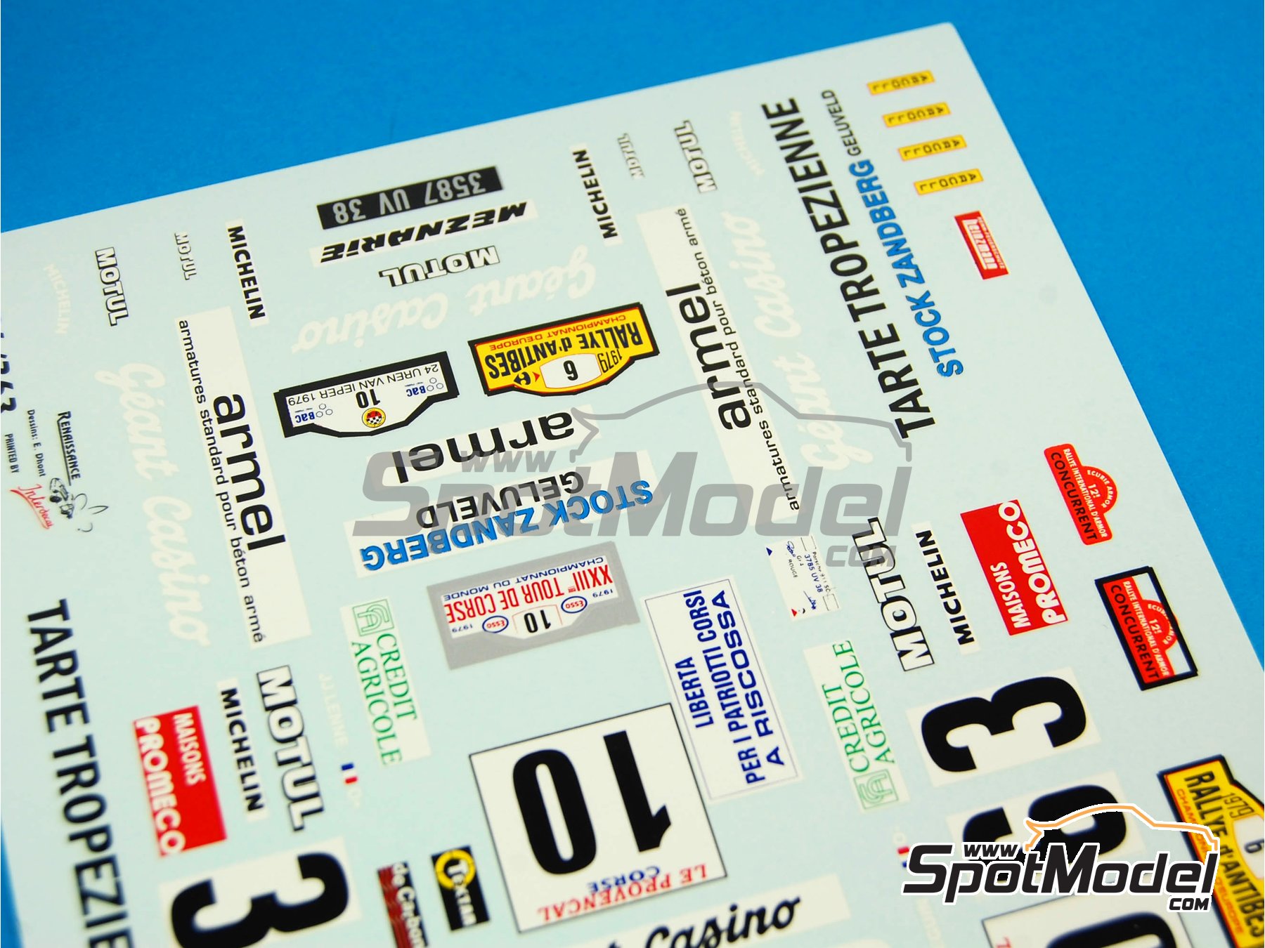 Image 1: Porsche 911 SC Group 4 sponsored by Grant Casino - Antibes Rally, Tour de Corse 1979 | Marking / livery in 1/24 scale manufactured by Renaissance Models (ref. TK24-363, also TK24/363)