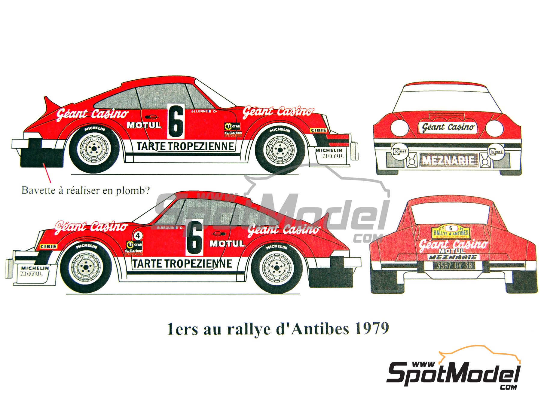 Image 6: Porsche 911 SC Group 4 sponsored by Grant Casino - Antibes Rally, Tour de Corse 1979 | Marking / livery in 1/24 scale manufactured by Renaissance Models (ref. TK24-363, also TK24/363)