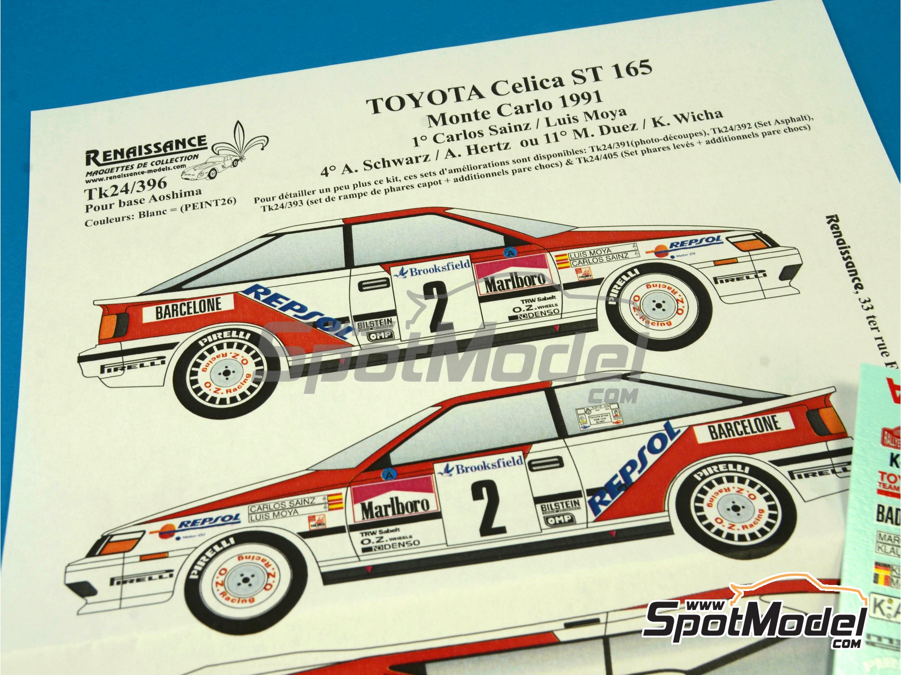 Image 5: Toyota Celica GT Four ST165 Group A patrocinado por Marlboro - Rally de Monte Carlo - Rallye Automobile de Monte-Carlo 1991 | Decoraci&oacute;n en escala&nbsp;1/24 fabricado por Renaissance Models (ref.&nbsp;TK24-396, tambien TK24/396)