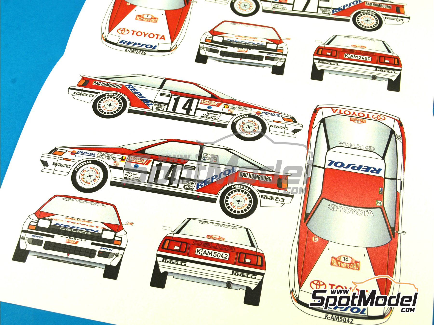 Image 8: Toyota Celica GT Four ST165 Group A patrocinado por Marlboro - Rally de Monte Carlo - Rallye Automobile de Monte-Carlo 1991 | Decoraci&oacute;n en escala&nbsp;1/24 fabricado por Renaissance Models (ref.&nbsp;TK24-396, tambien TK24/396)