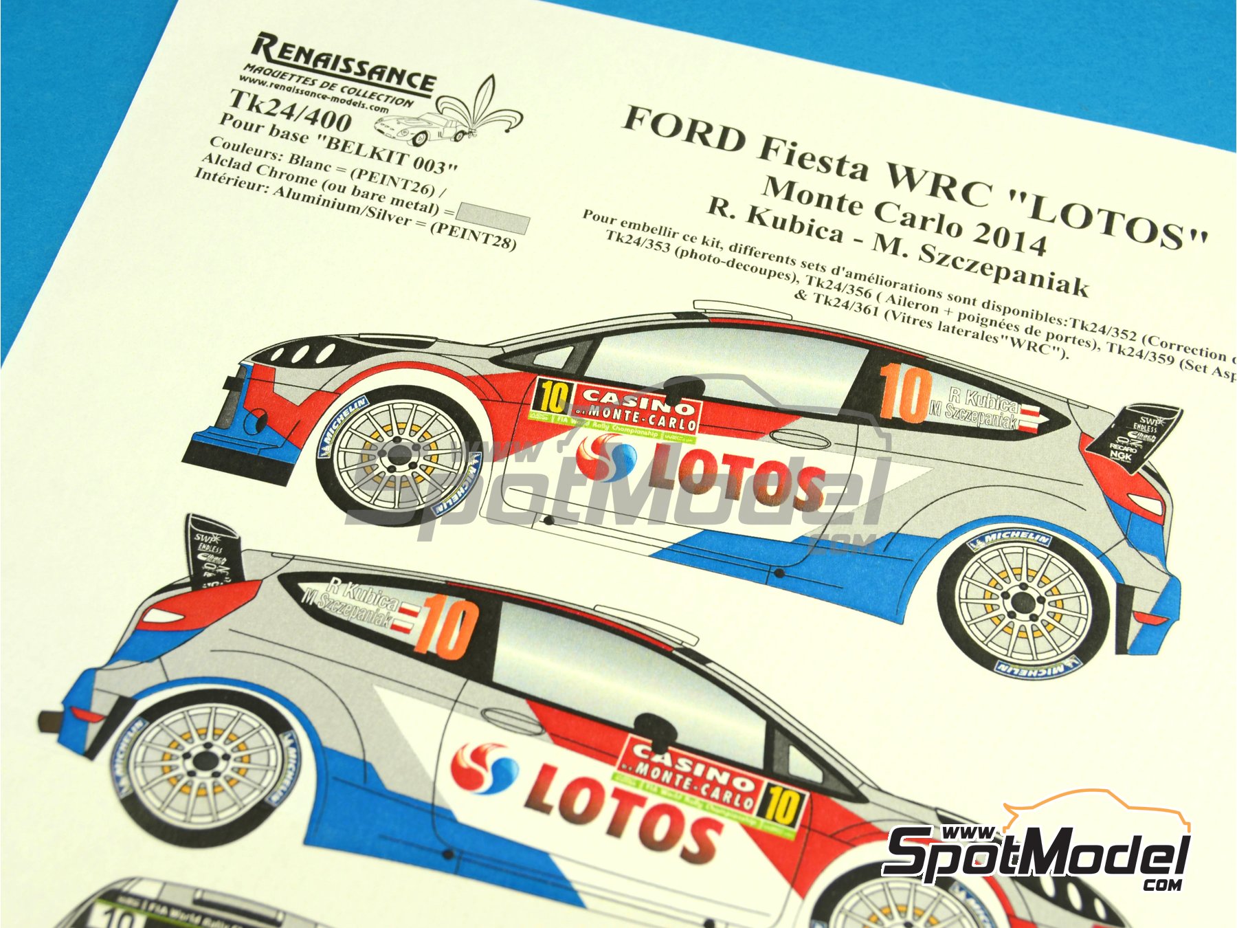 Image 1: Ford Fiesta WRC sponsored by Lotos - Monte Carlo Rally - Rallye Automobile de Monte-Carlo 2014 | Marking / livery in 1/24 scale manufactured by Renaissance Models (ref.&nbsp;TK24-400, also TK24/400)