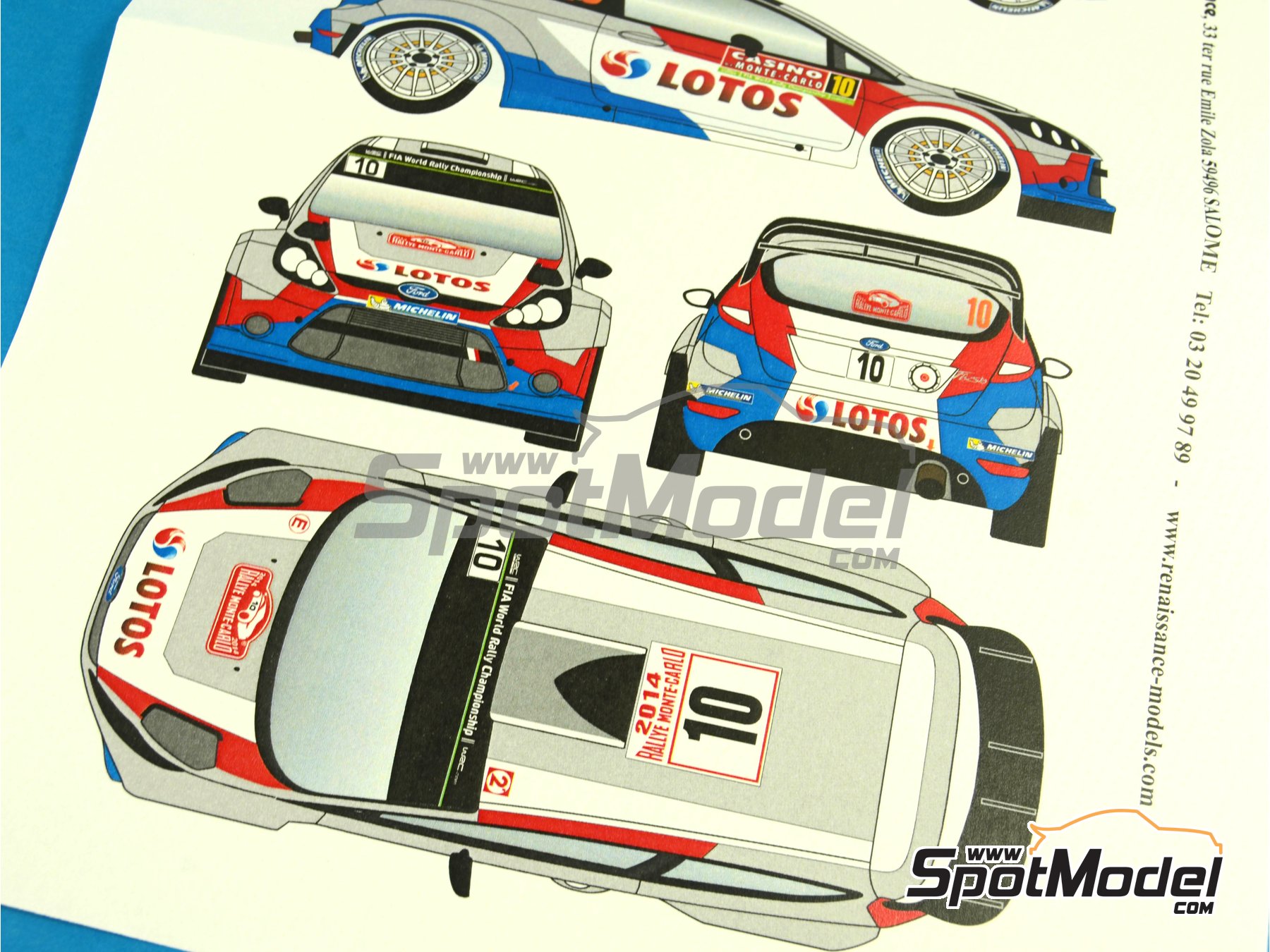 Image 2: Ford Fiesta WRC sponsored by Lotos - Monte Carlo Rally - Rallye Automobile de Monte-Carlo 2014 | Marking / livery in 1/24 scale manufactured by Renaissance Models (ref.&nbsp;TK24-400, also TK24/400)