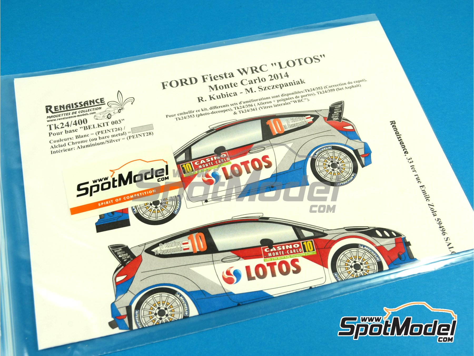 Image 8: Ford Fiesta WRC sponsored by Lotos - Monte Carlo Rally - Rallye Automobile de Monte-Carlo 2014 | Marking / livery in 1/24 scale manufactured by Renaissance Models (ref.&nbsp;TK24-400, also TK24/400)