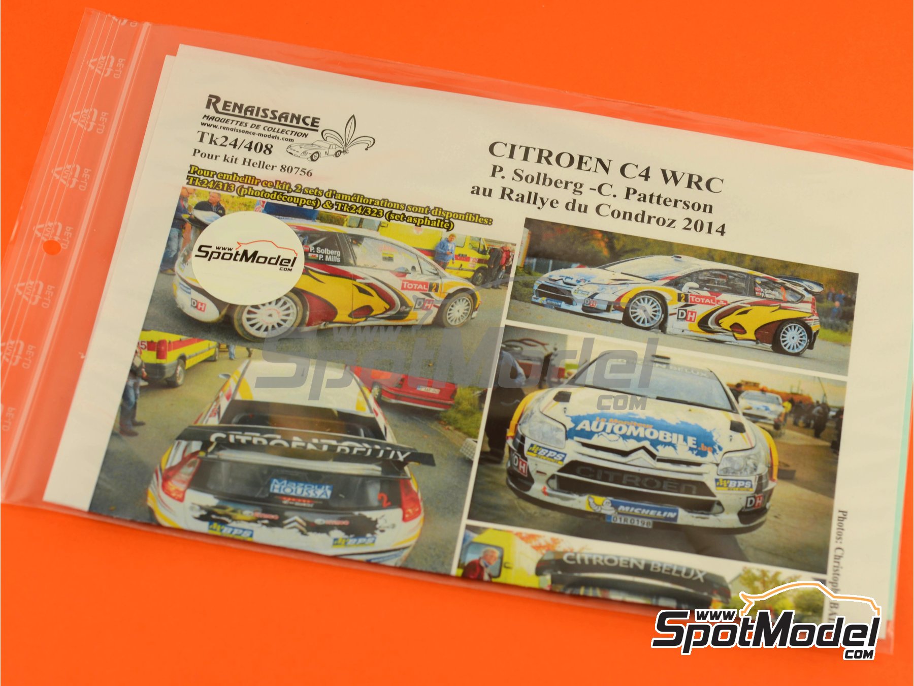 Image 2: Citroen C4 WRC patrocinado por Marc VDS - Rally Condroz de B&eacute;lgica - Rallye du Condroz 2014 | Calcas de agua en escala&nbsp;1/24 fabricado por Renaissance Models (ref.&nbsp;TK24-408, tambien TK24/408)