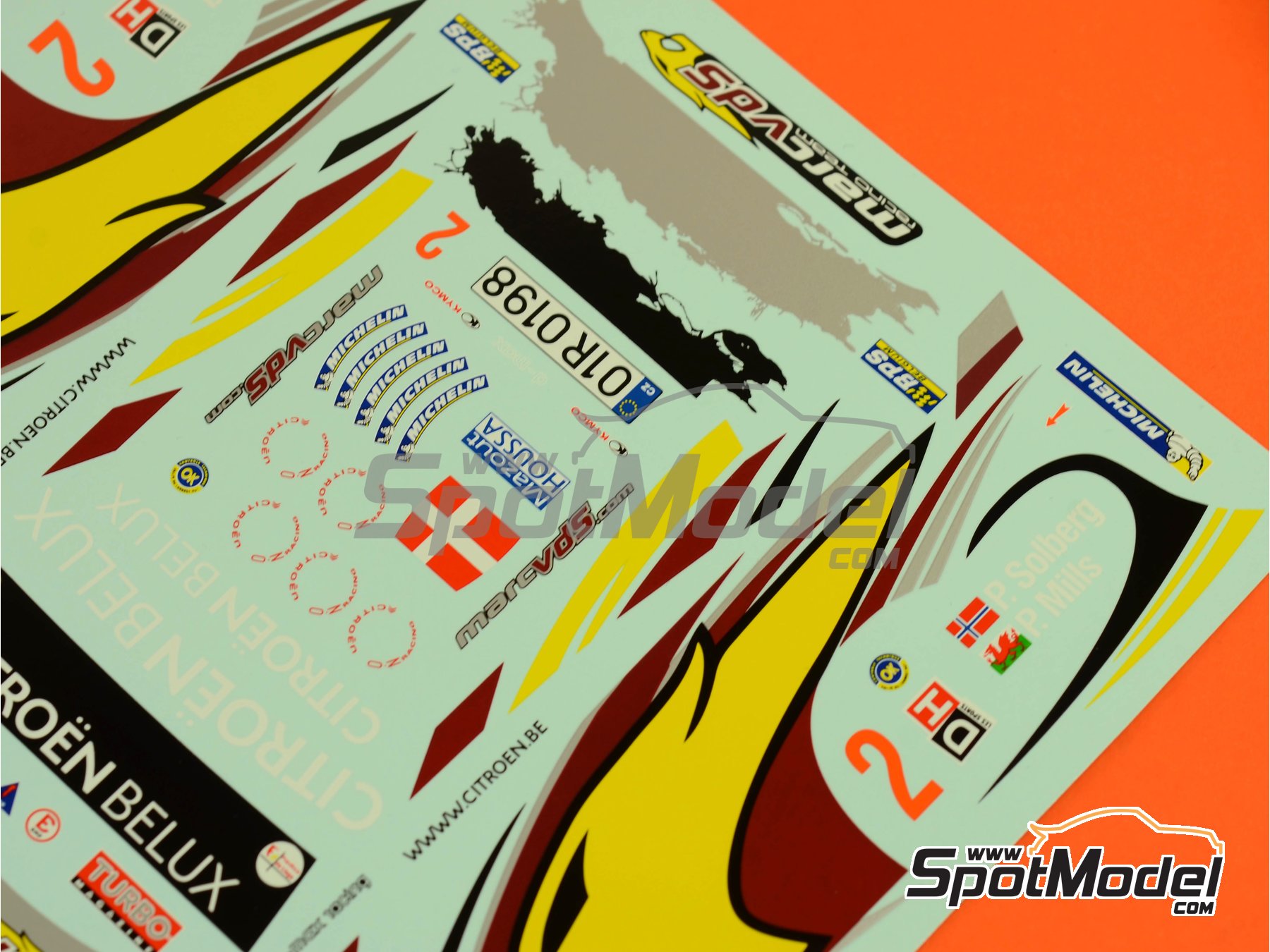 Image 4: Citroen C4 WRC patrocinado por Marc VDS - Rally Condroz de B&eacute;lgica - Rallye du Condroz 2014 | Calcas de agua en escala&nbsp;1/24 fabricado por Renaissance Models (ref.&nbsp;TK24-408, tambien TK24/408)