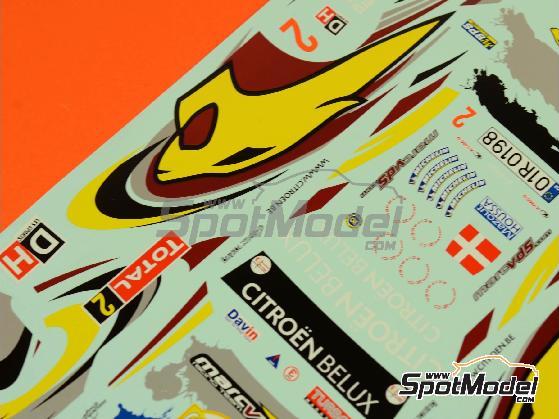 Image 5: Citroen C4 WRC patrocinado por Marc VDS - Rally Condroz de B&eacute;lgica - Rallye du Condroz 2014 | Calcas de agua en escala&nbsp;1/24 fabricado por Renaissance Models (ref.&nbsp;TK24-408, tambien TK24/408)