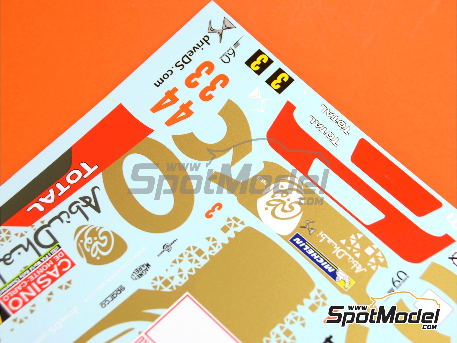 Image 3: Citroen DS3 WRC sponsored by Abu Dhabi - Monte Carlo Rally - Rallye Automobile de Monte-Carlo 2015 | Marking / livery in 1/24 scale manufactured by Renaissance Models (ref.&nbsp;TK24-409, also TK24/409)