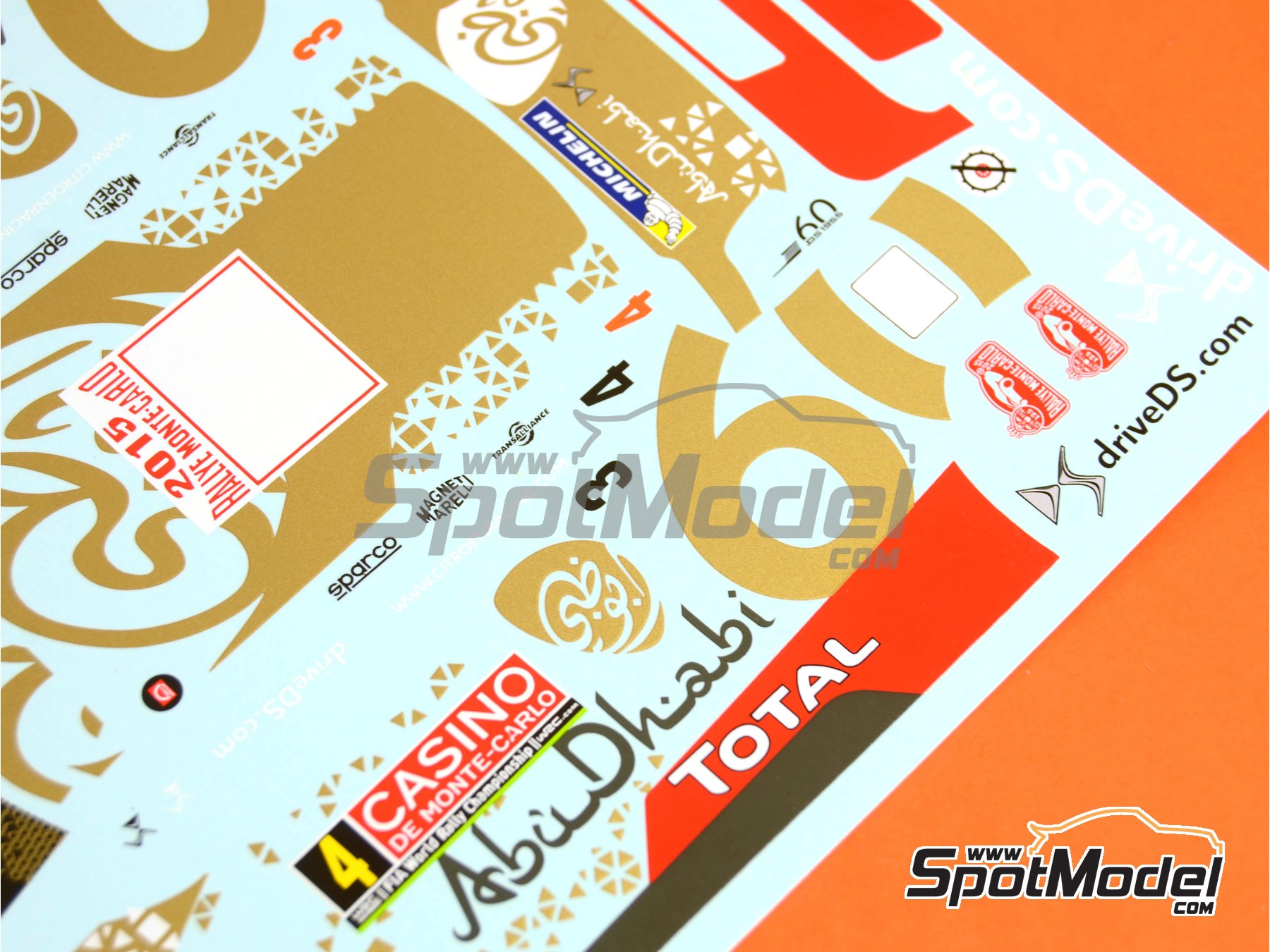 Image 4: Citroen DS3 WRC sponsored by Abu Dhabi - Monte Carlo Rally - Rallye Automobile de Monte-Carlo 2015 | Marking / livery in 1/24 scale manufactured by Renaissance Models (ref.&nbsp;TK24-409, also TK24/409)