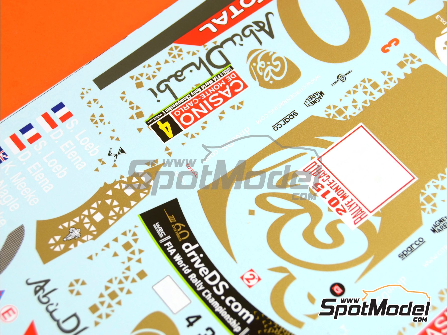 Image 5: Citroen DS3 WRC sponsored by Abu Dhabi - Monte Carlo Rally - Rallye Automobile de Monte-Carlo 2015 | Marking / livery in 1/24 scale manufactured by Renaissance Models (ref.&nbsp;TK24-409, also TK24/409)