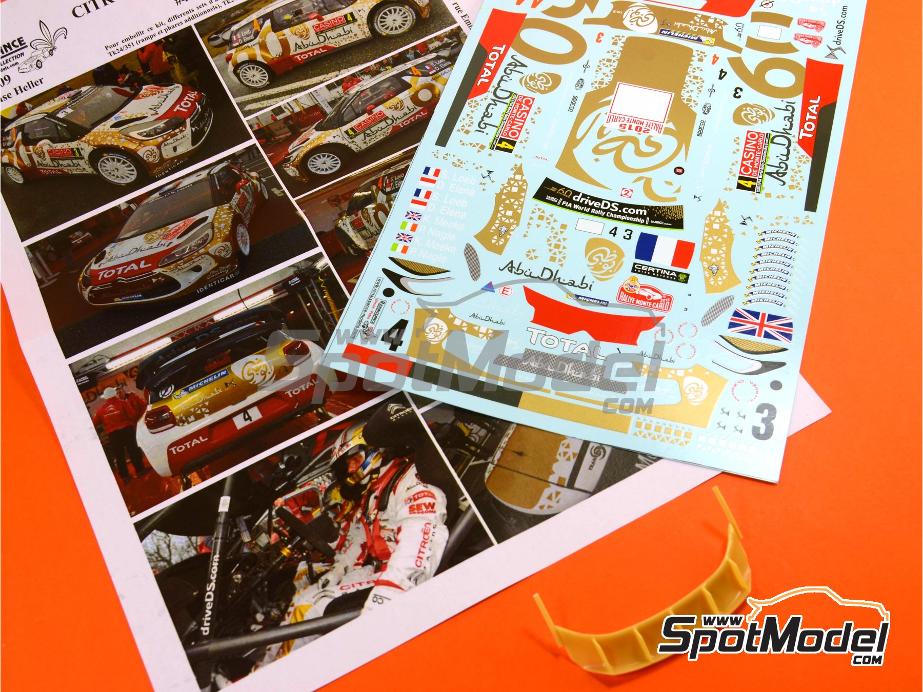 Image 11: Citroen DS3 WRC sponsored by Abu Dhabi - Monte Carlo Rally - Rallye Automobile de Monte-Carlo 2015 | Marking / livery in 1/24 scale manufactured by Renaissance Models (ref.&nbsp;TK24-409, also TK24/409)