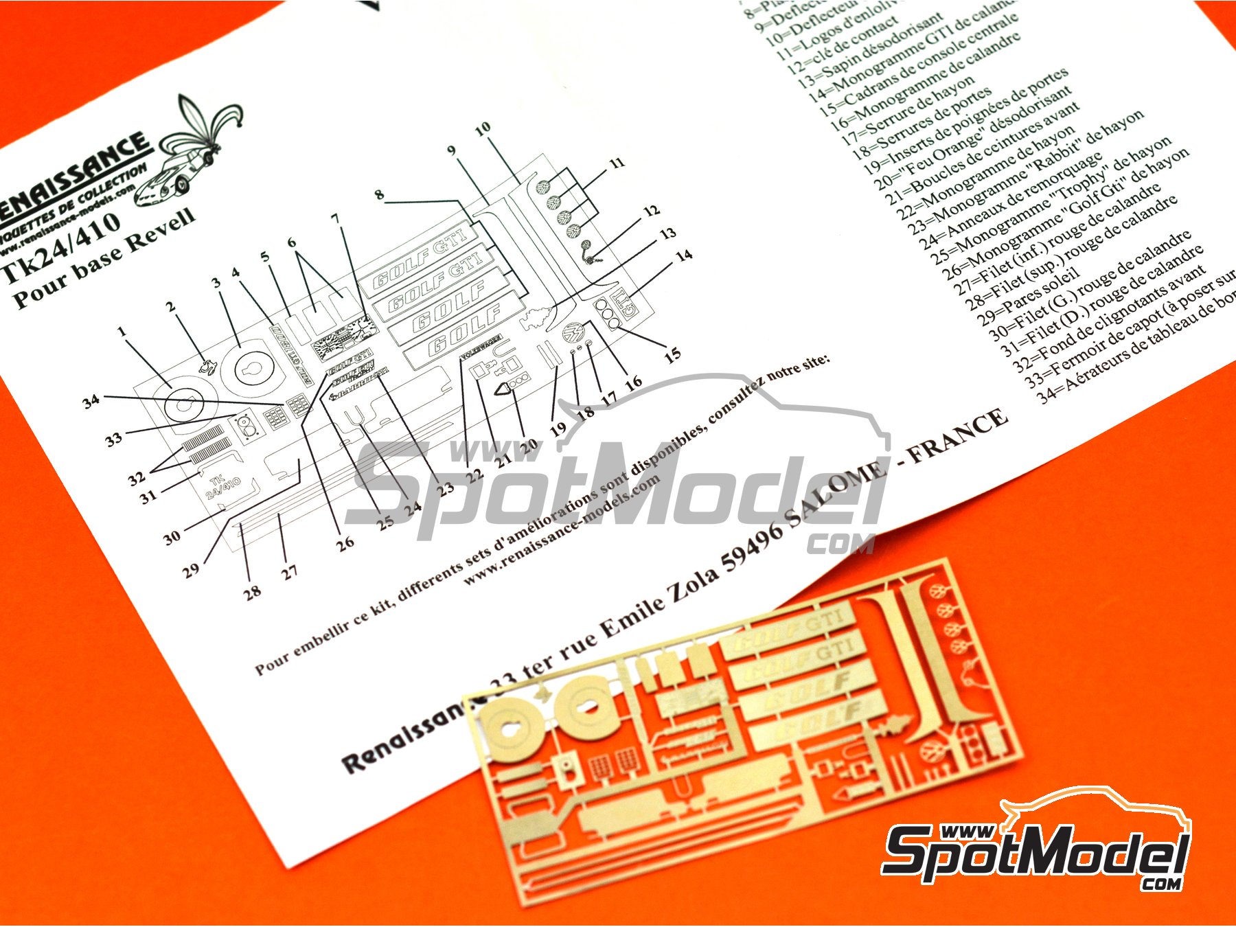Image 5: Volkswagen Golf Mk I GTI | Detail up set in 1/24 scale manufactured by Renaissance Models (ref.&nbsp;TK24-410, also TK24/410)