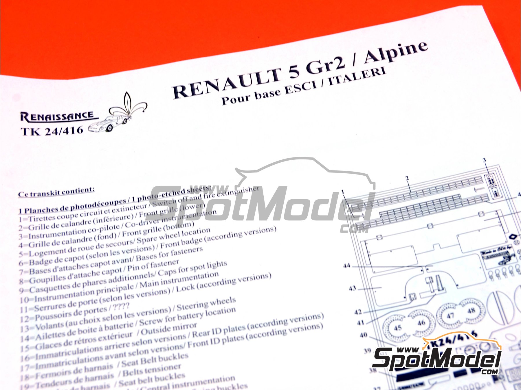 Image 7: Renault 5 Alpine Grupo 2 | Set de mejora y detallado en escala&nbsp;1/24 fabricado por Renaissance Models (ref.&nbsp;TK24-416, tambien TK24/416)