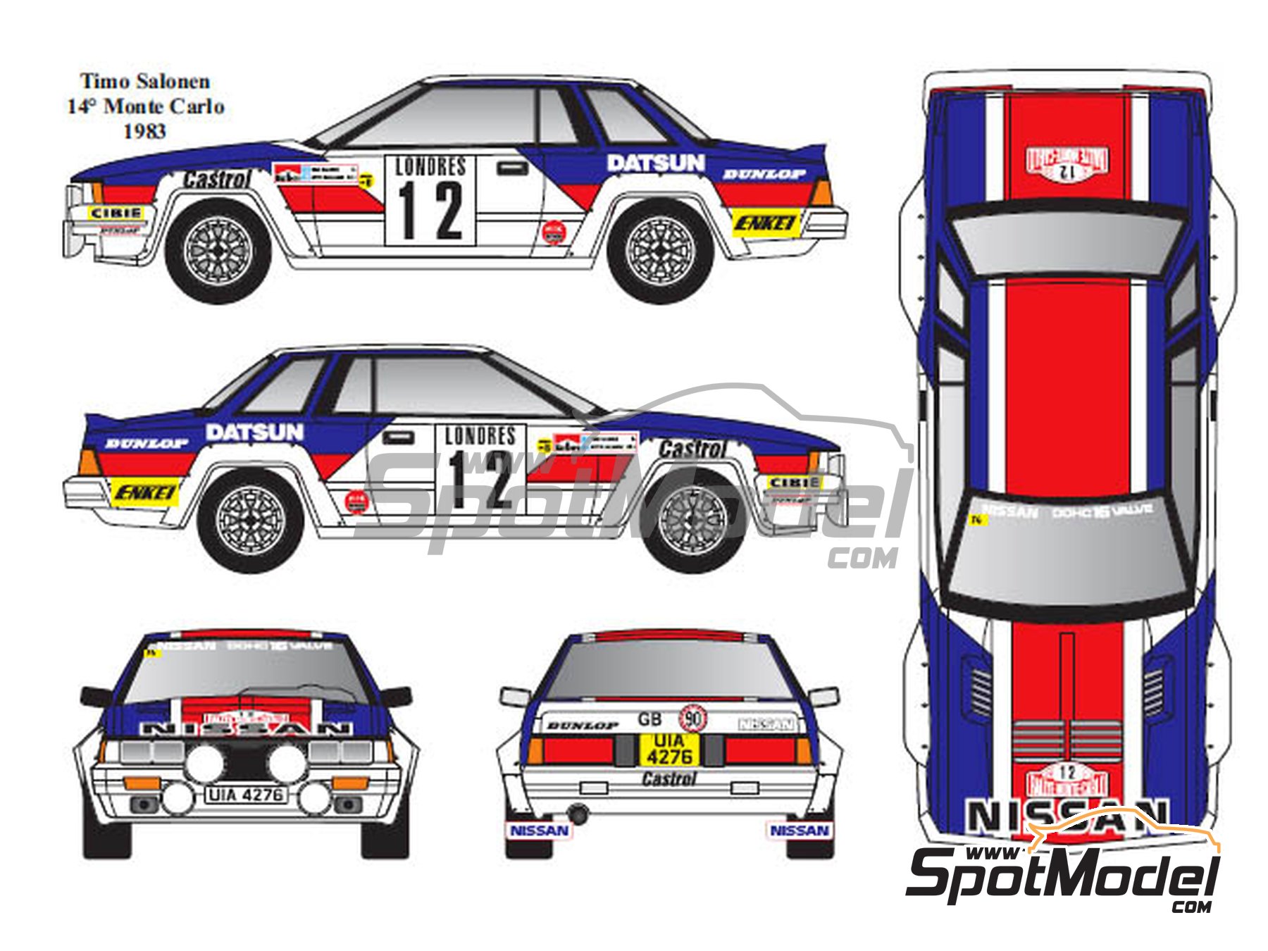Image 1: Nissan 240RS BS110 Group B sponsored by Dunlop - Monte Carlo Rally - Rallye Automobile de Monte-Carlo, Tour de Corse 1983 and 1984 | Marking / livery in 1/24 scale manufactured by Renaissance Models (ref.&nbsp;TK24-431, also TK24/431)